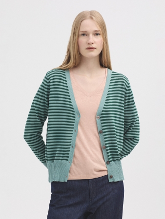 Green Striped Cardigan