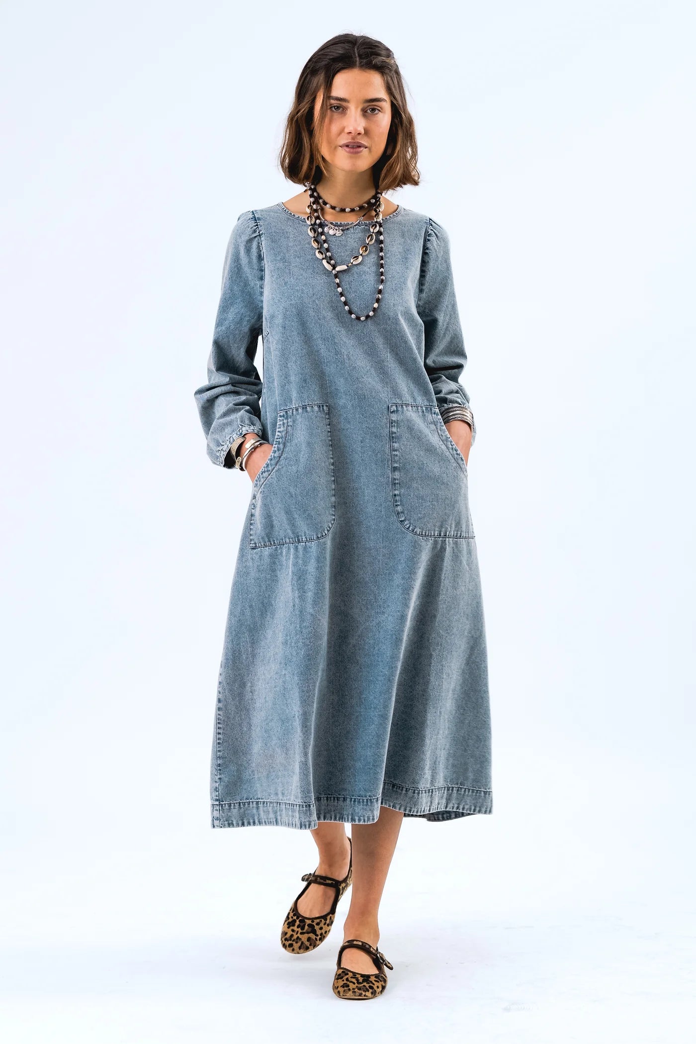 Lollys Laundry Luca Dress - Washed Denim