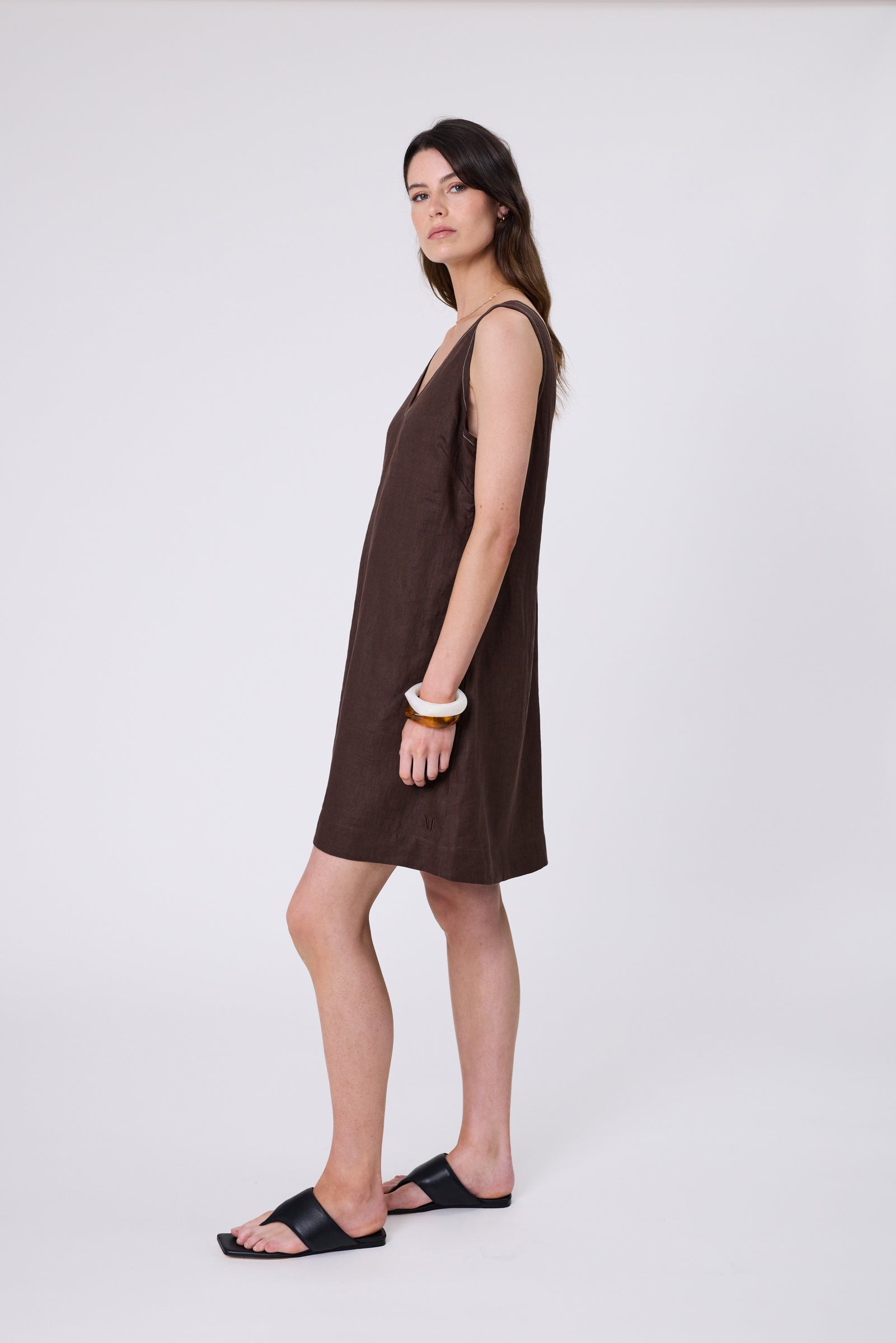Luna Linen Dress - Carob