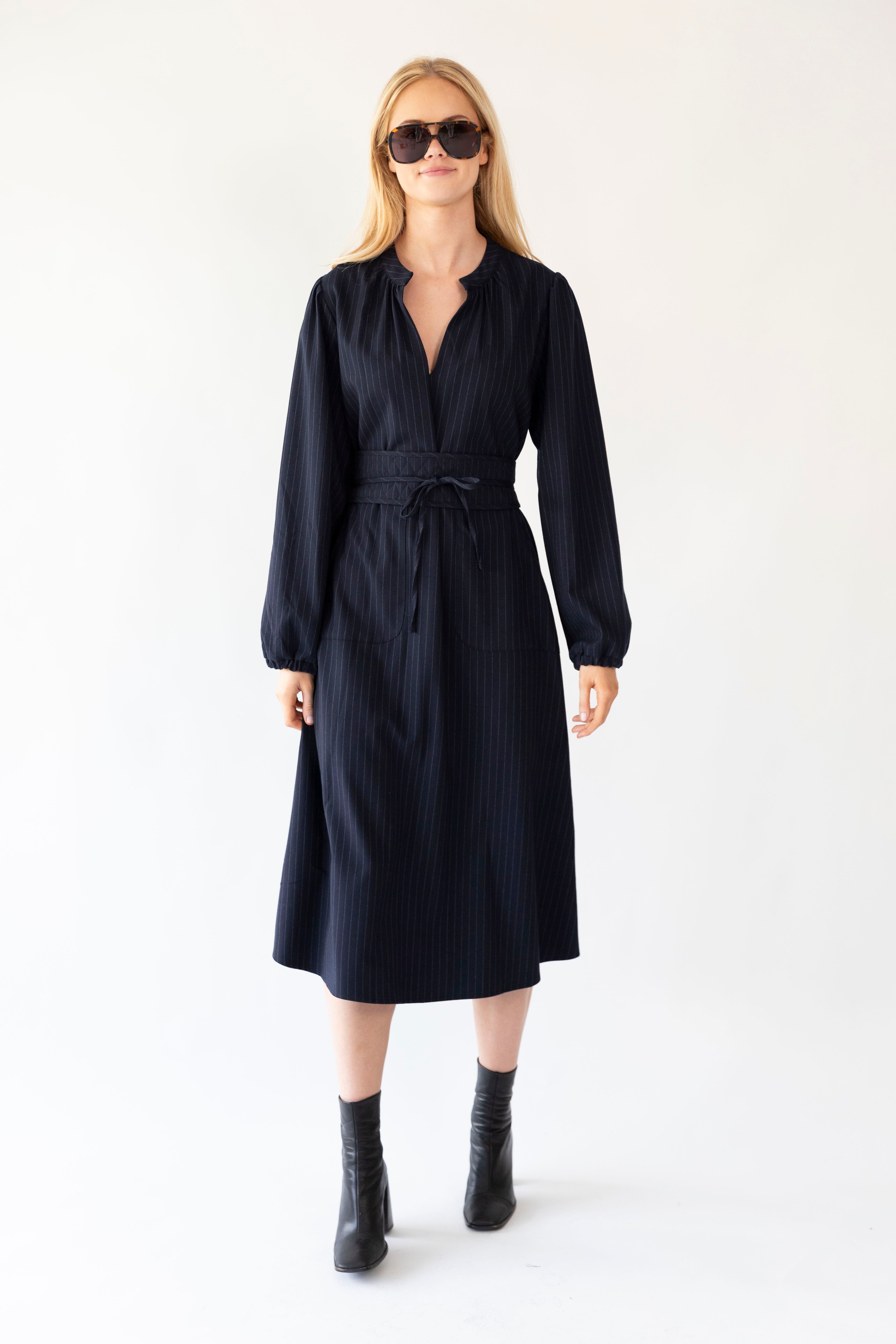 Paris Midi Dress - Dark Navy