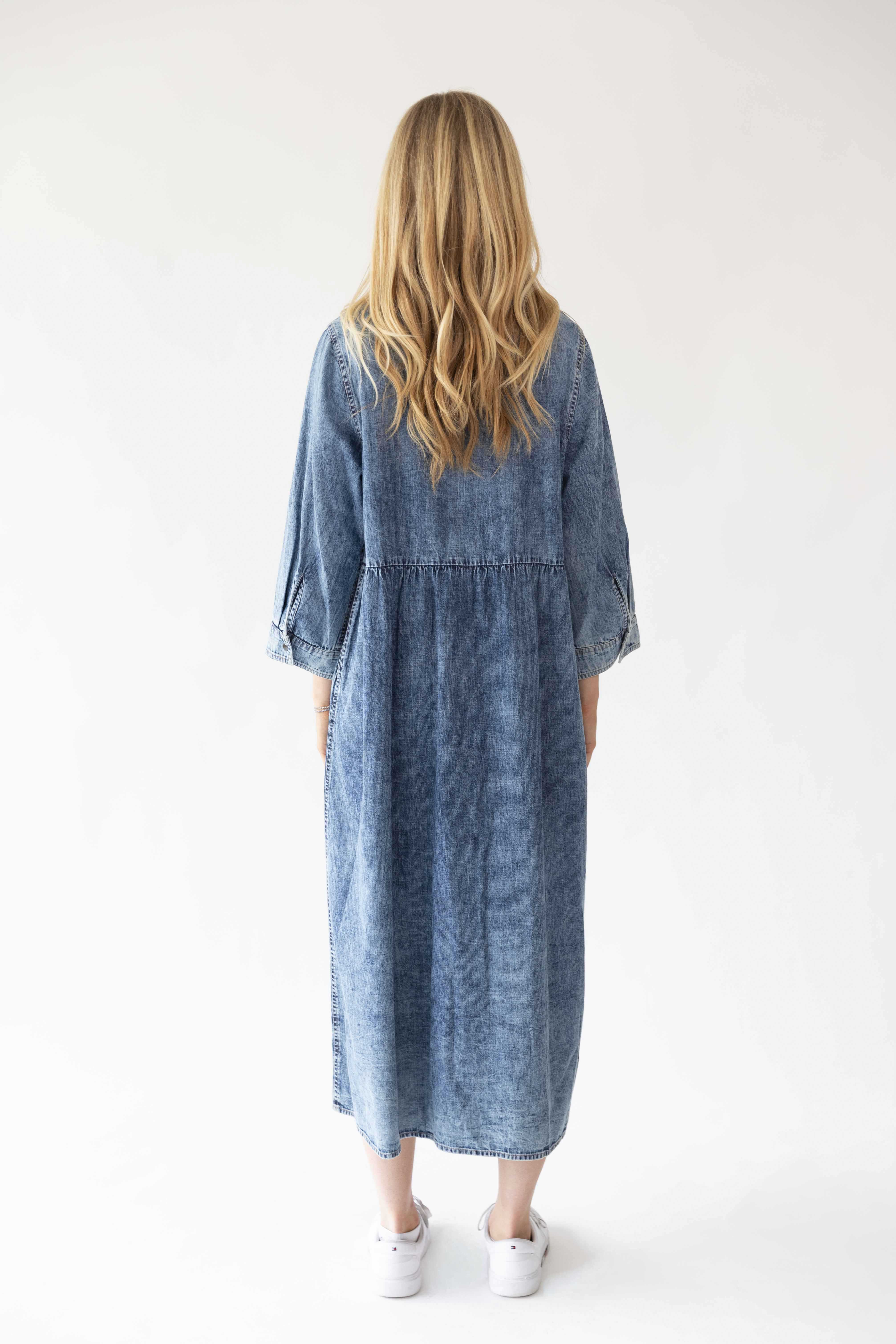 Aliya Dress - Washed Denim