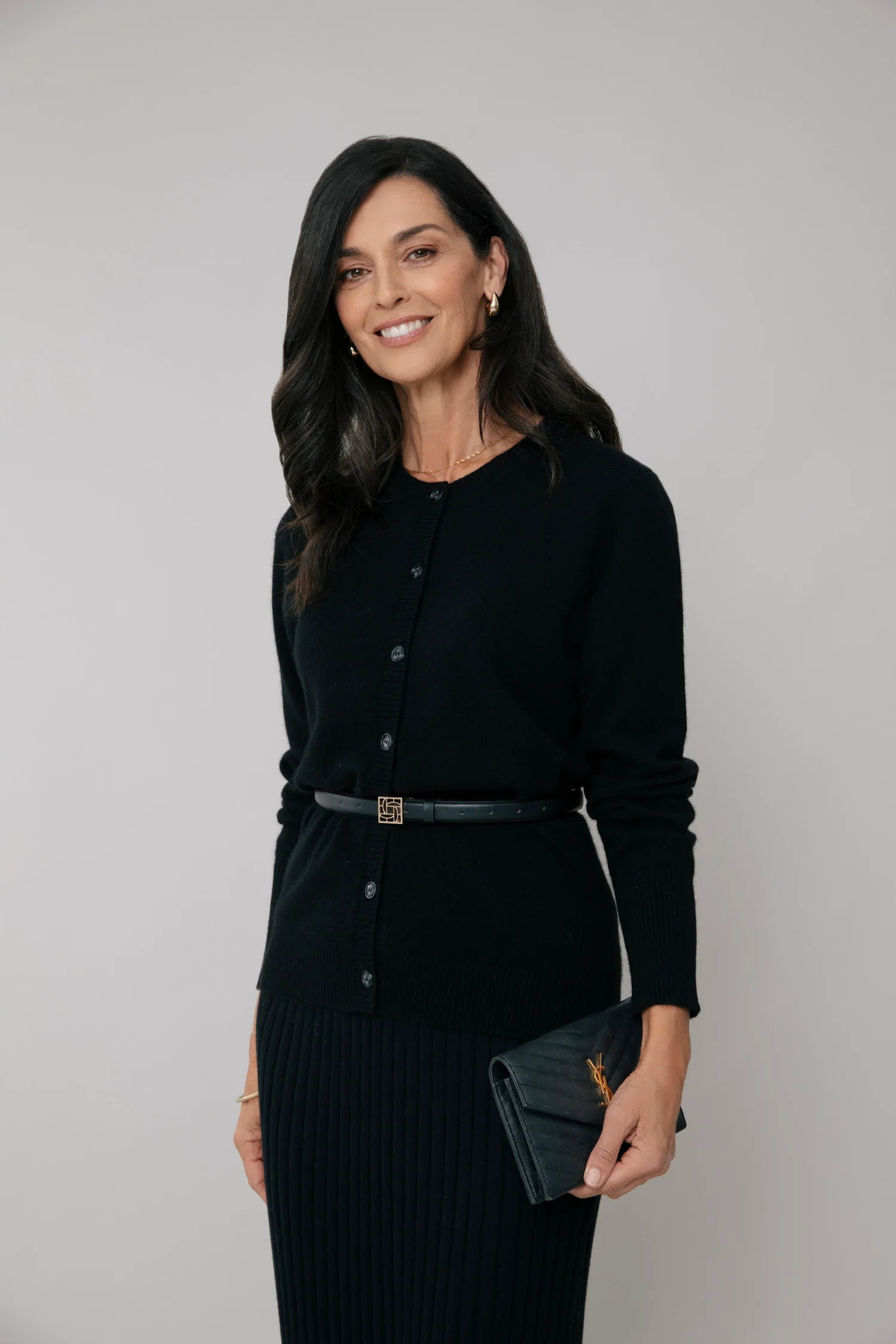 Marlow Cashmere Classic Cardigan - Obsidian