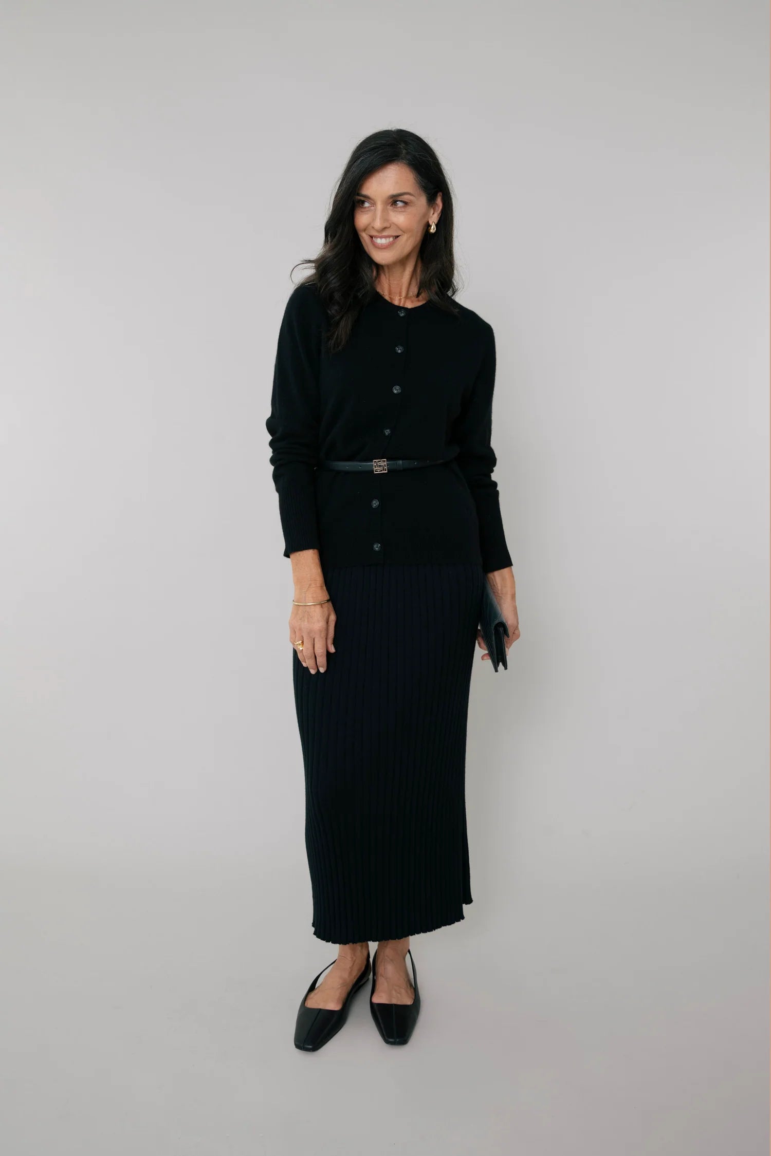 Marlow Cashmere Classic Cardigan - Obsidian