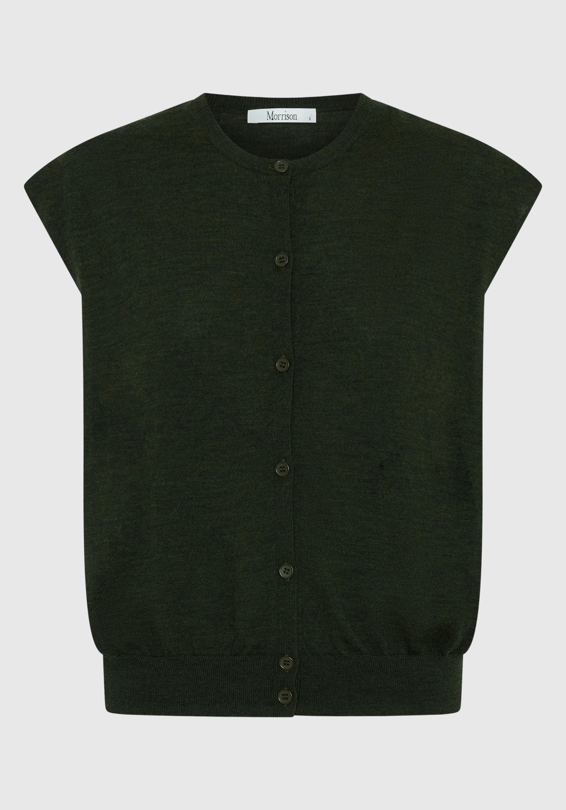 River Knit Button Vest - Moss