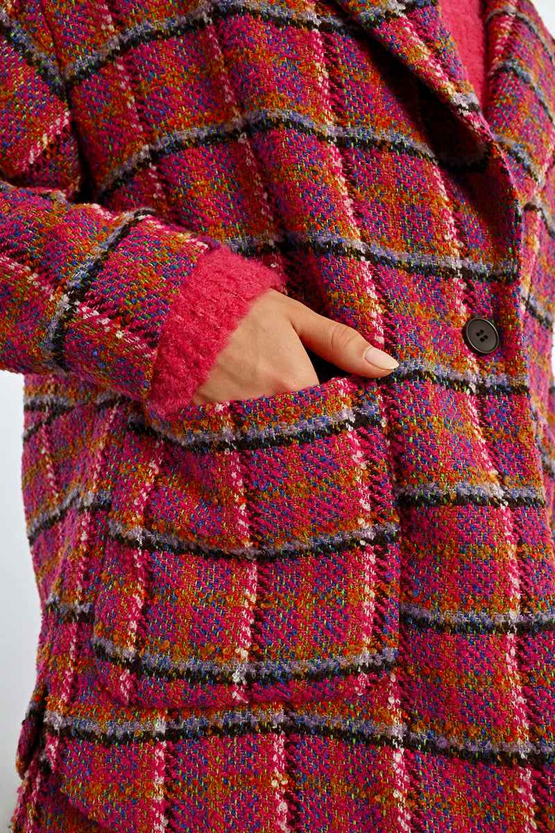 Lili Sidonio Checked Fuschia Jacket - Pink
