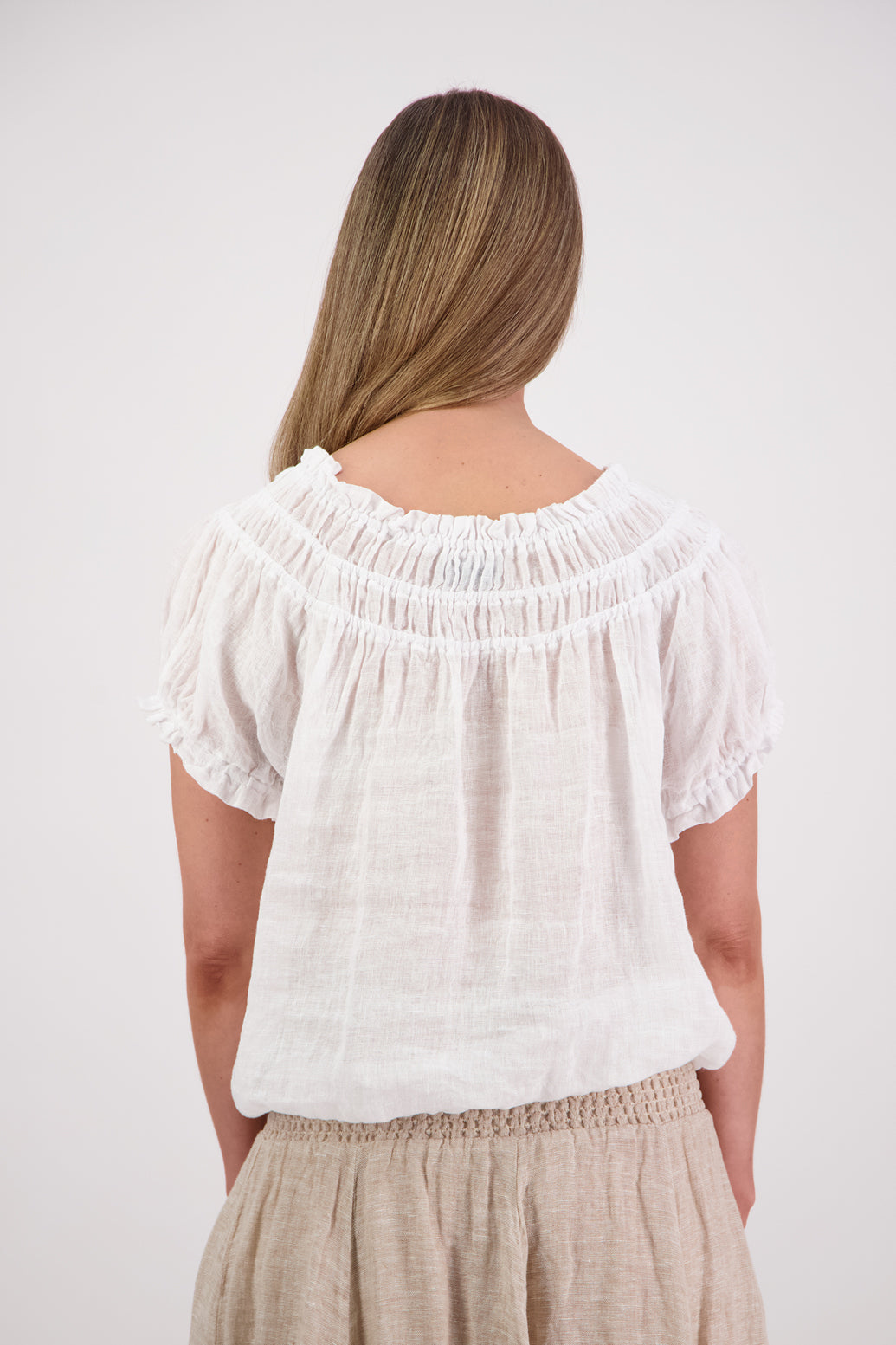 Briarwood Polly Linen Top - White