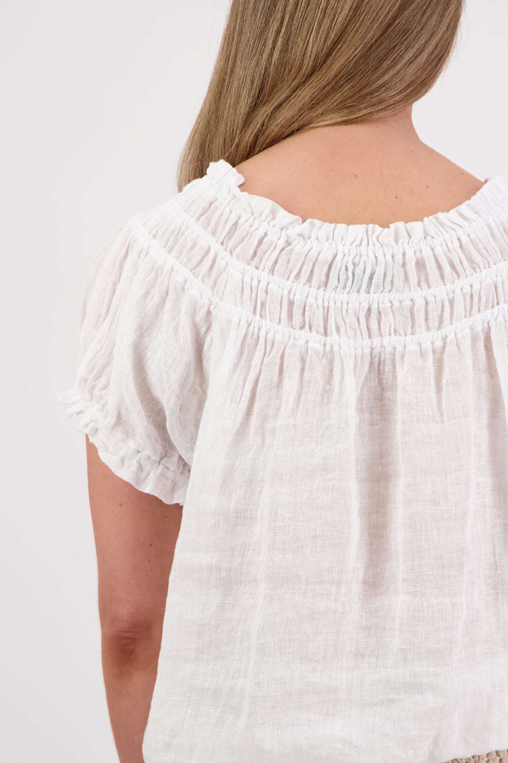 Briarwood Polly Linen Top - White