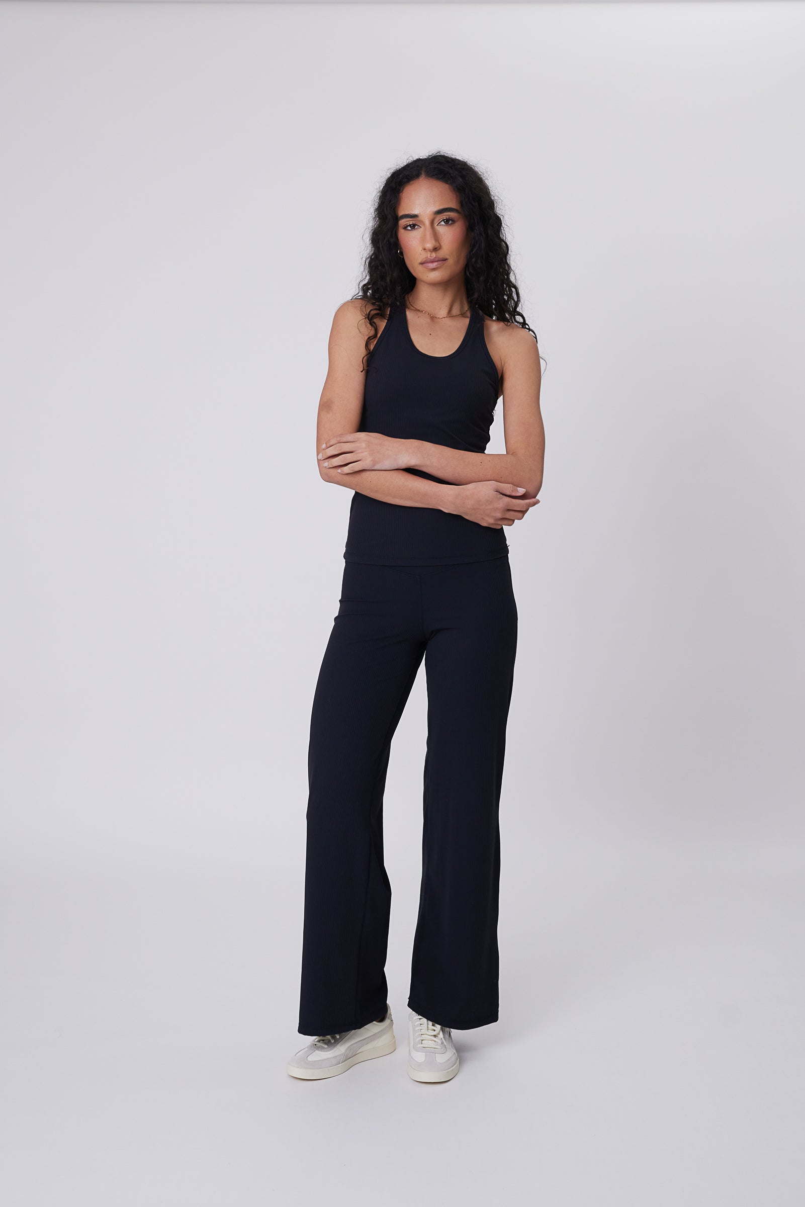 Recharge Rib Wide Leg Pant - Black