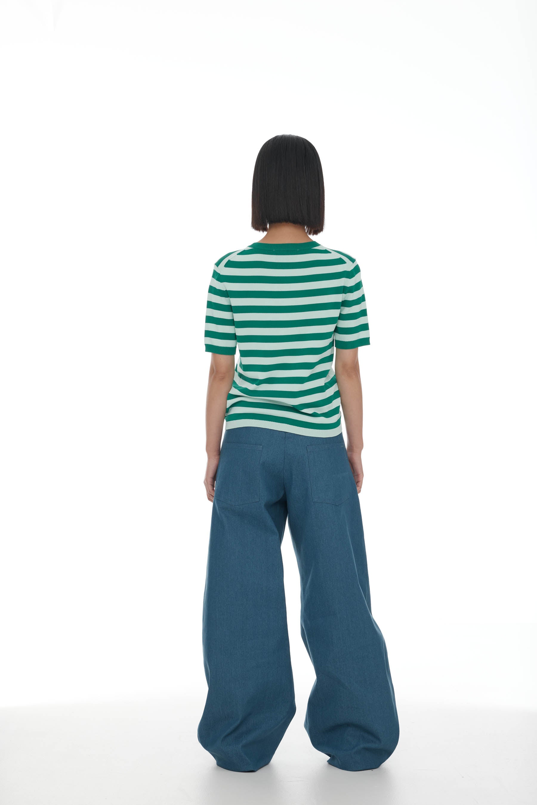 Ricochet Franciso Knit Tee - Mint + Green Stripe