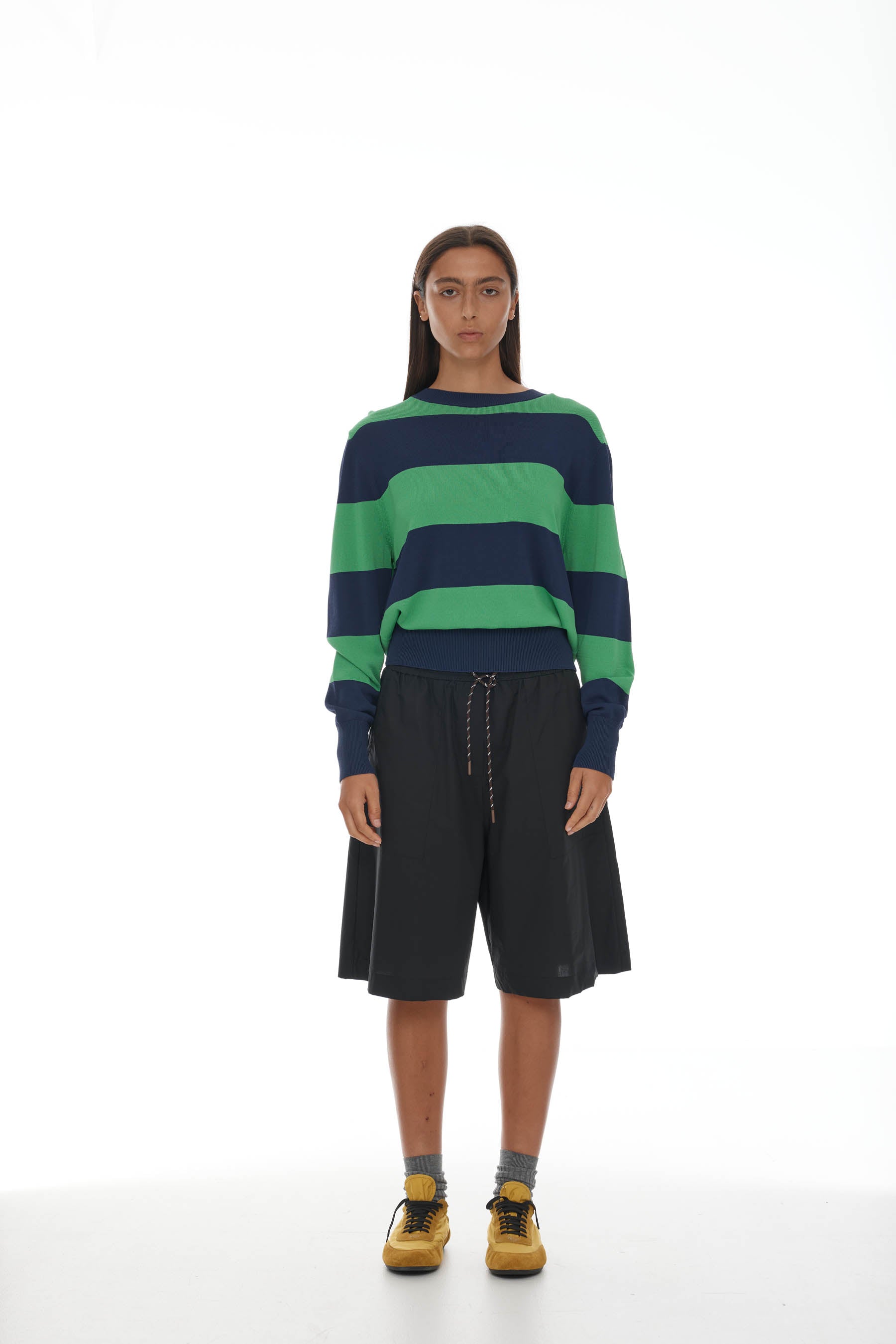Ricochet Franciso Jumper - Ink + Bright Green Stripe