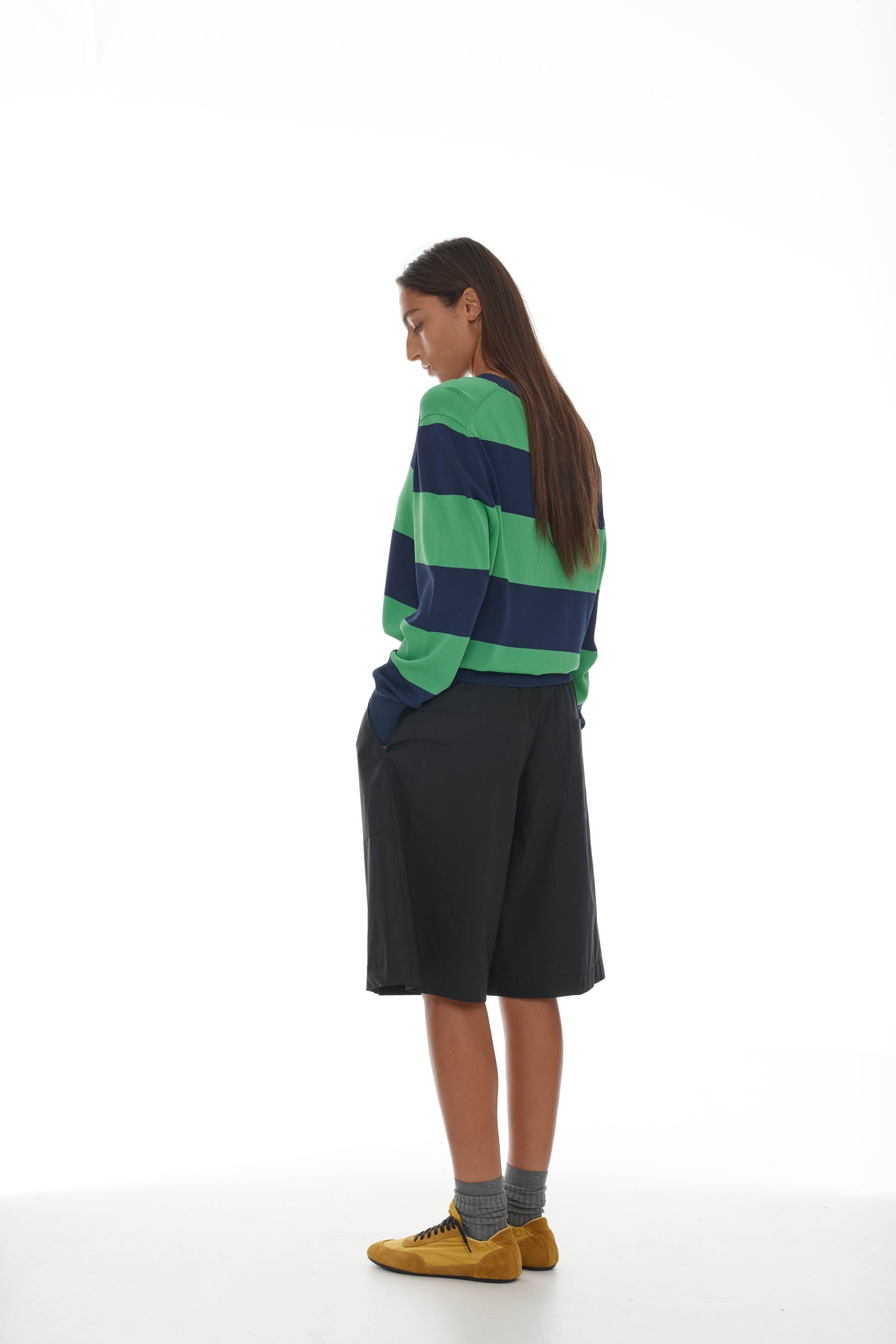 Ricochet Franciso Jumper - Ink + Bright Green Stripe