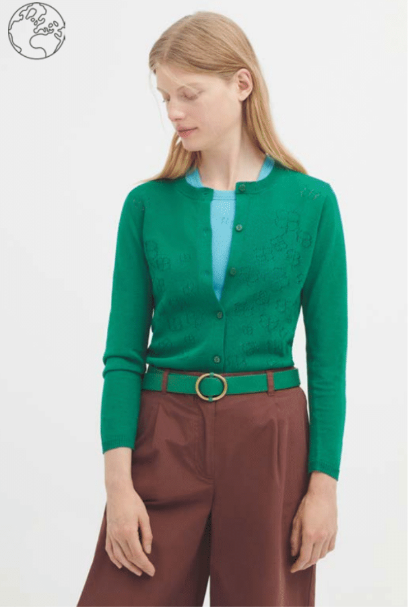 Nice Things Openwork Cardigan - Clover