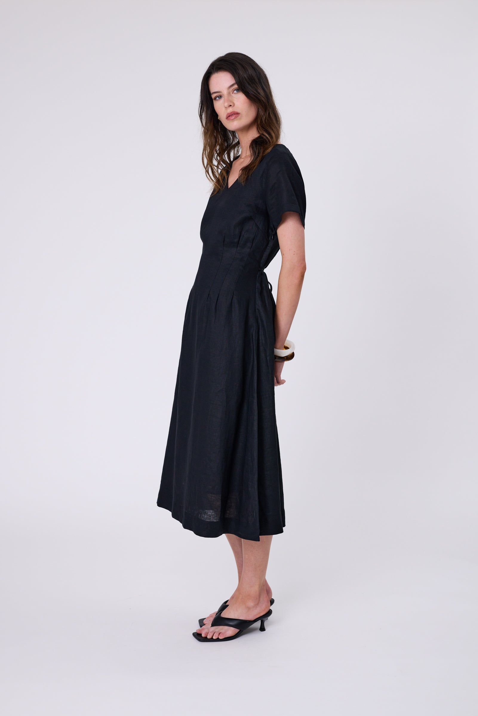 Seville Linen Dress - Black