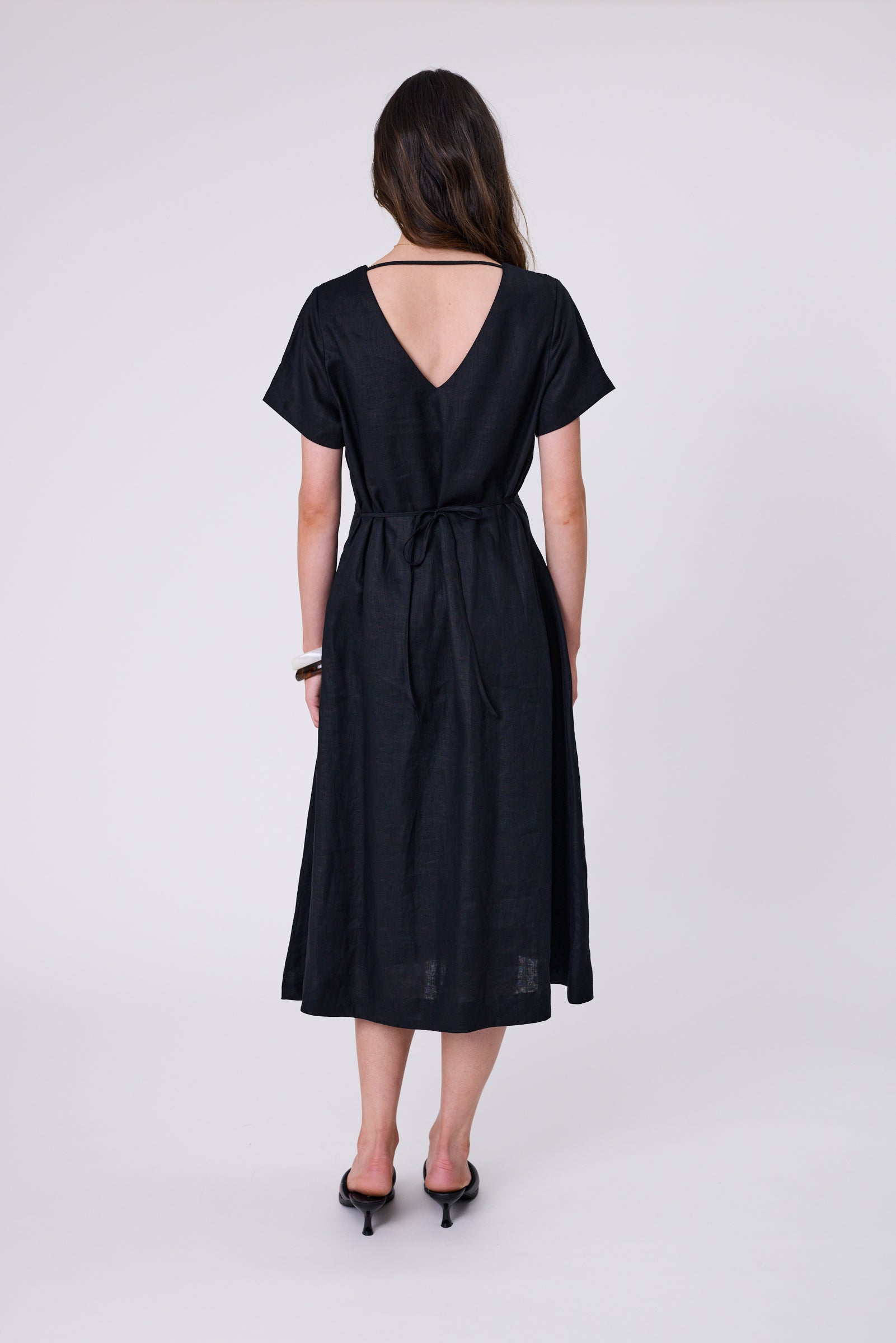 Seville Linen Dress - Black