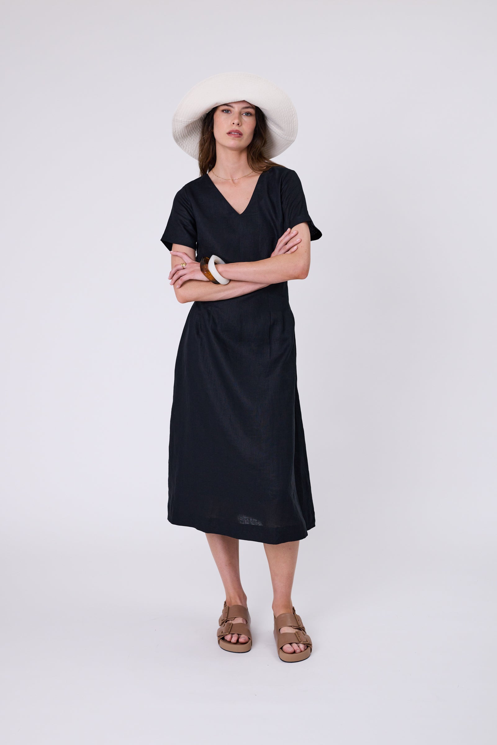 Seville Linen Dress - Black