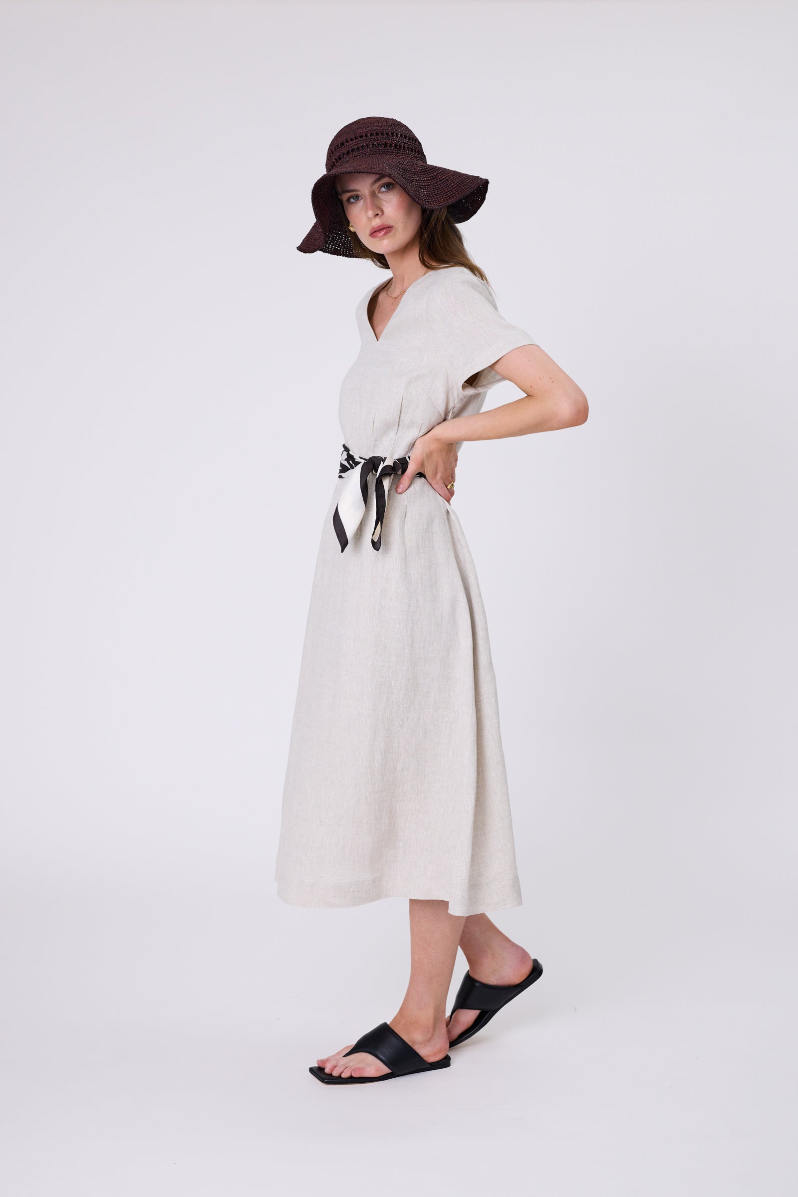 Seville Linen Dress - Natural
