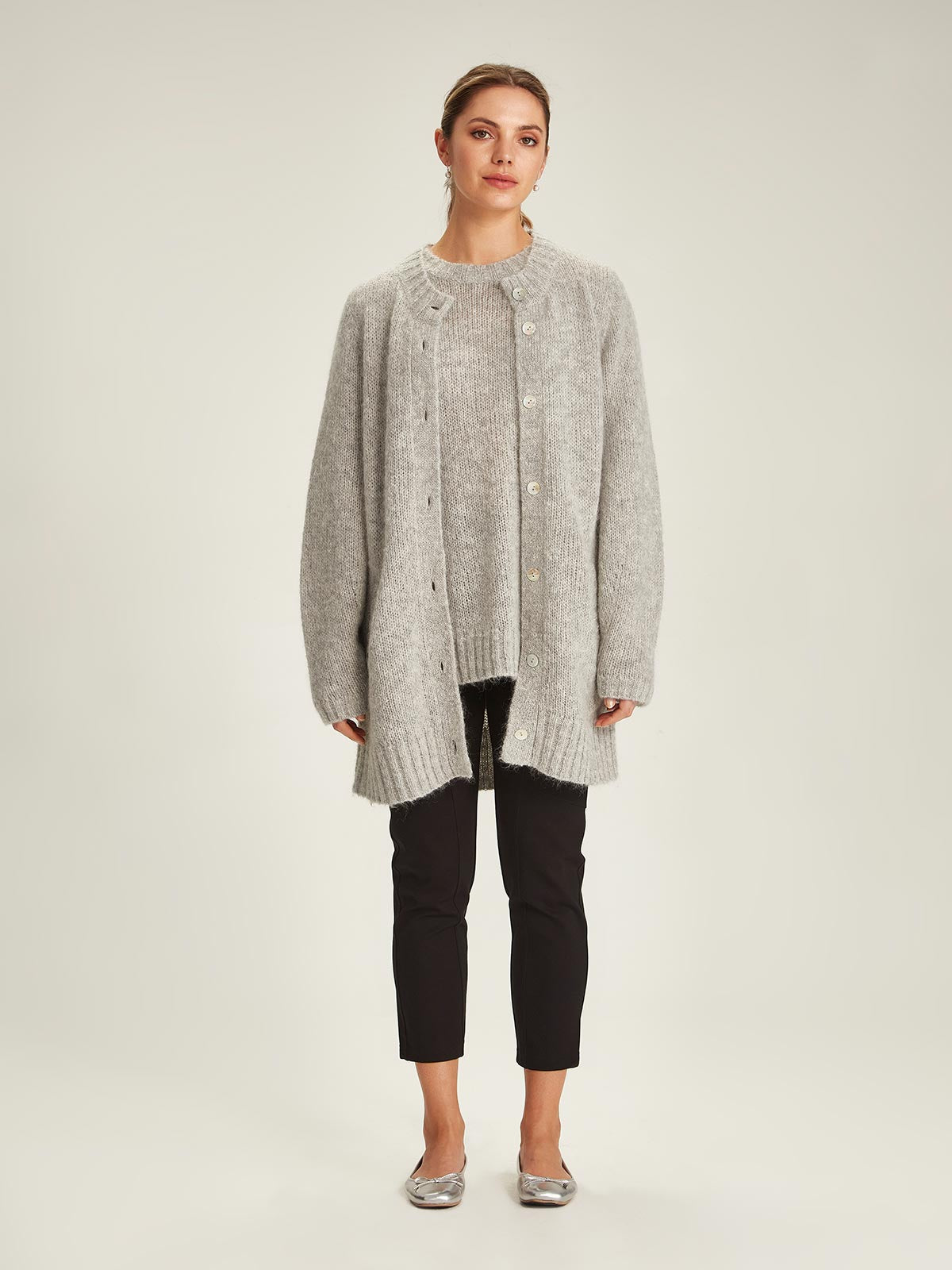 Sills Elk Cardigan - Silver Birch