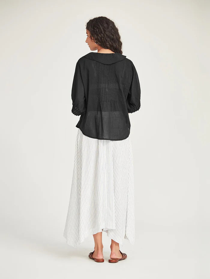 Elodie Ruffle Blouse - Black