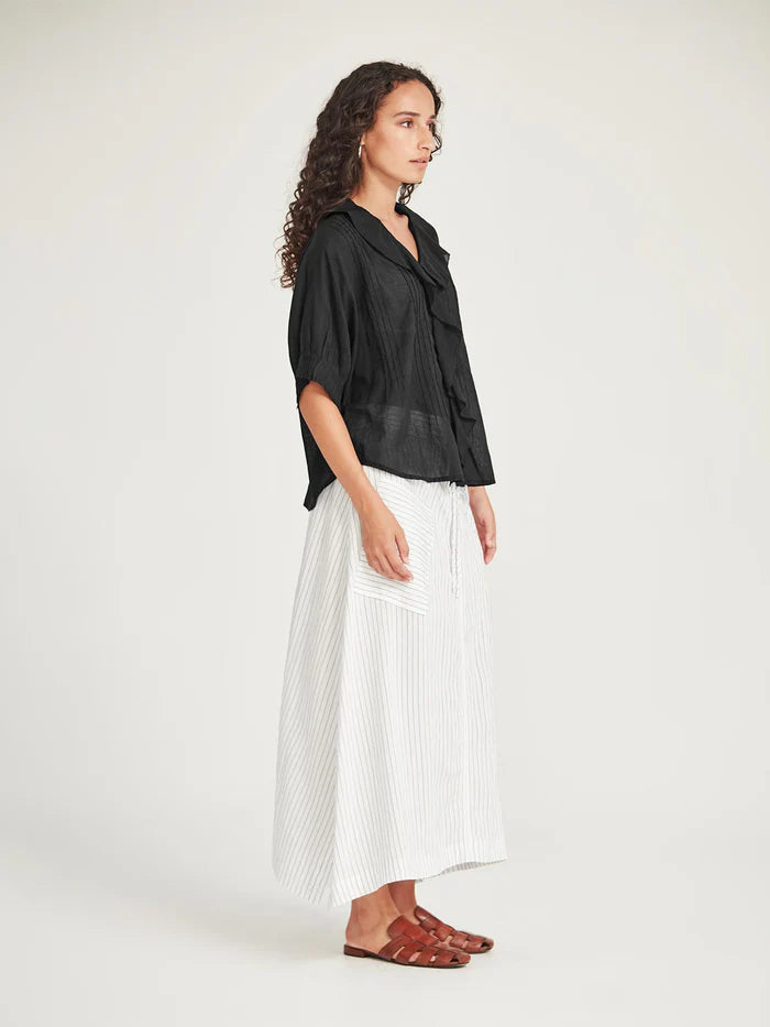 Elodie Ruffle Blouse - Black