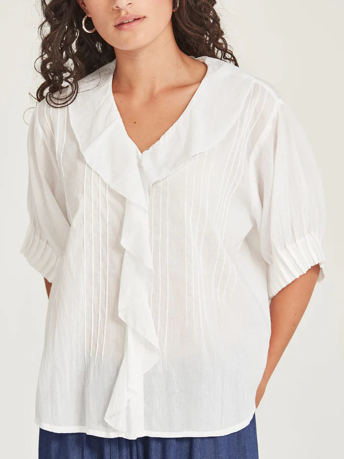Elodie Ruffle Blouse - White