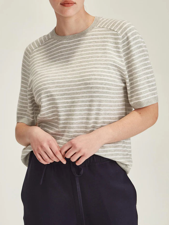 Cecilia Stripe Knit Tee - Grey/Snowflake