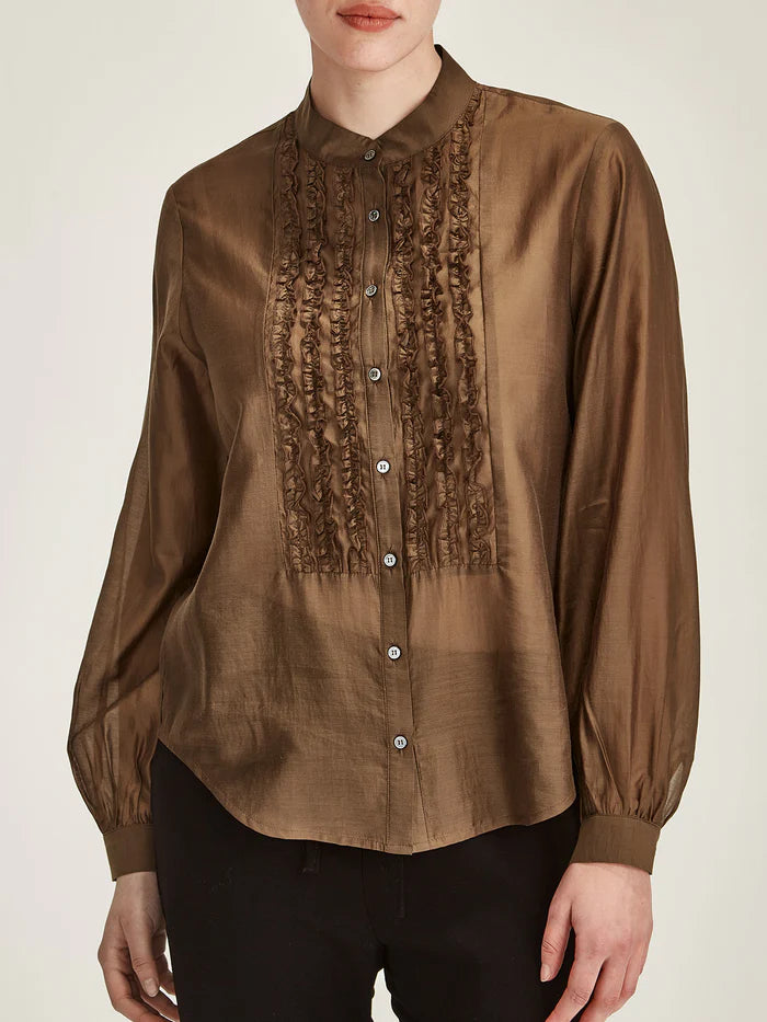 Ami Ruffle Shirt - Cinnamon