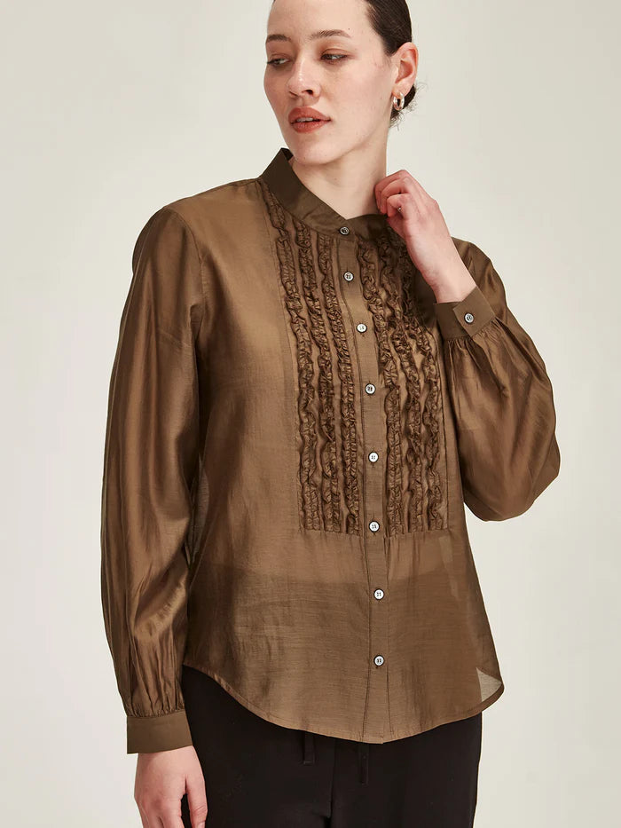 Ami Ruffle Shirt - Cinnamon