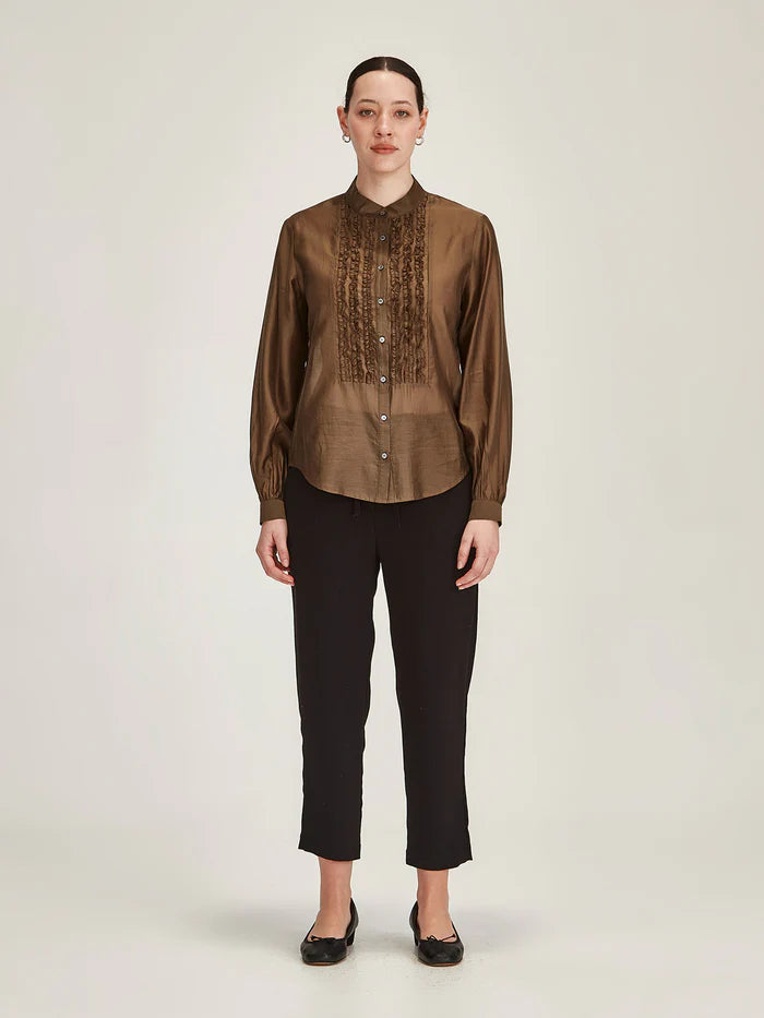 Ami Ruffle Shirt - Cinnamon