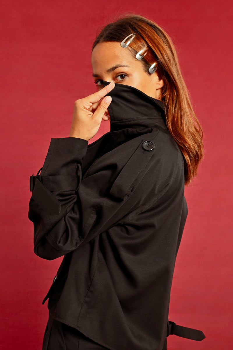 Lili Sidonio Black Cropped Trench