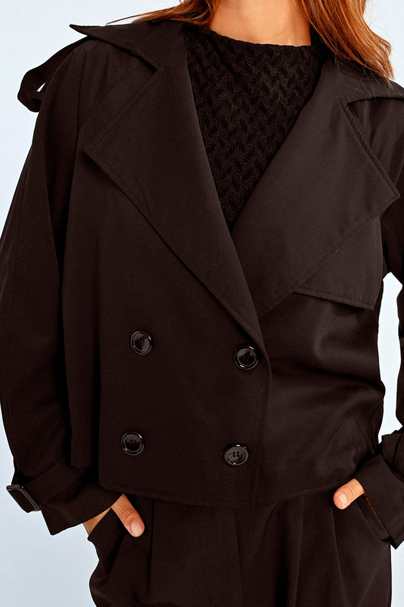 Lili Sidonio Black Cropped Trench