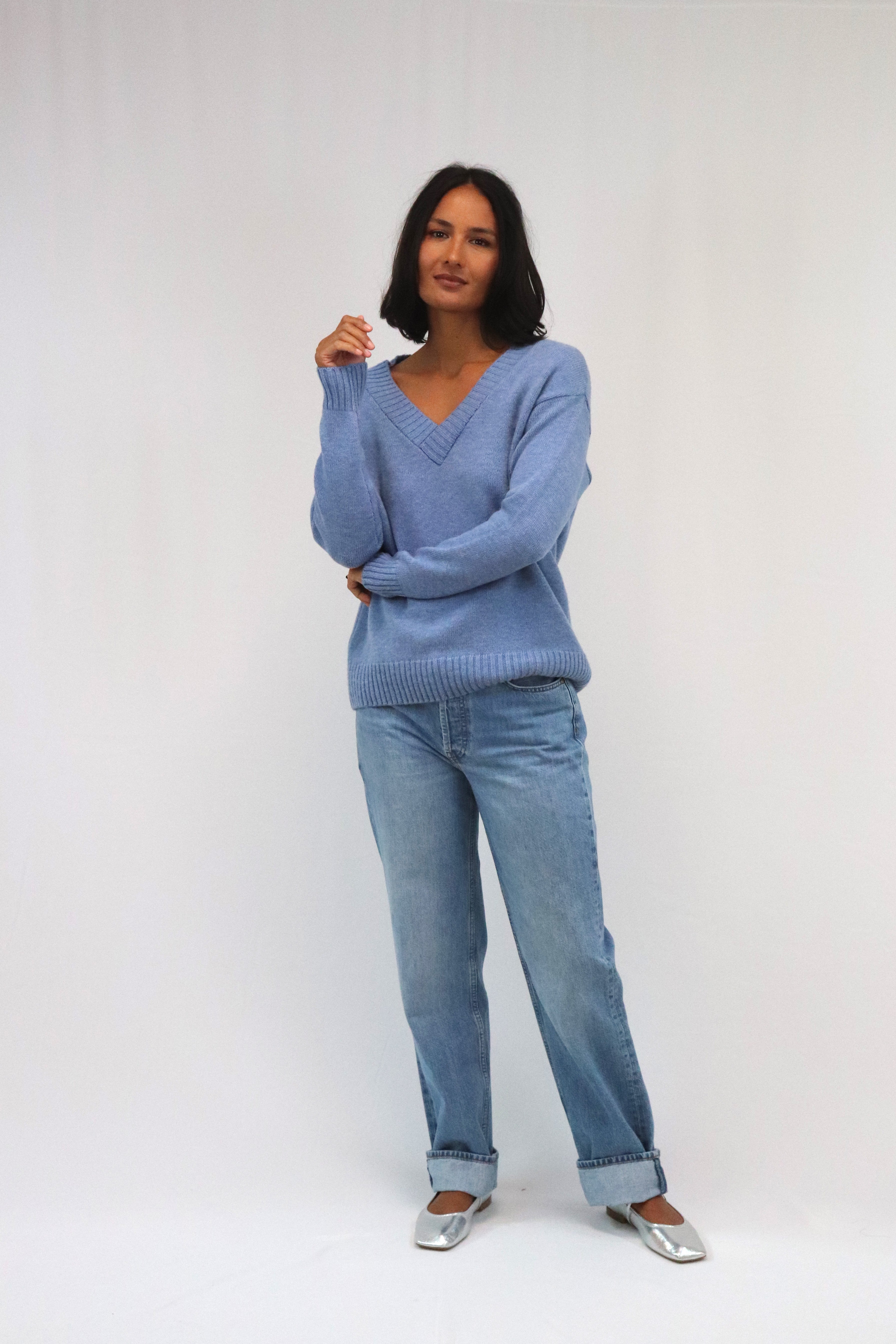 Tatano Tulia V-Neck Jersey - Chambray
