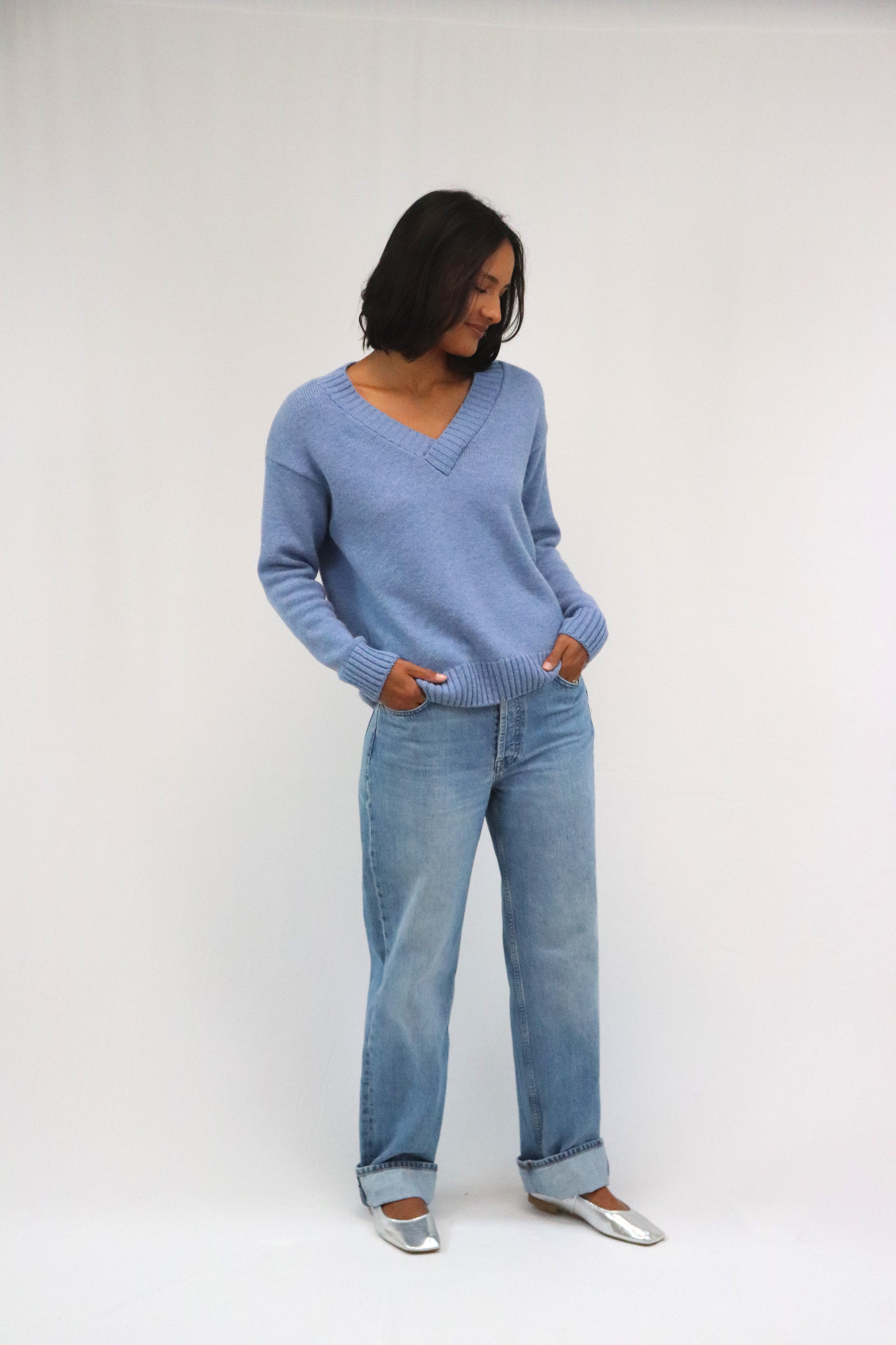 Tatano Tulia V-Neck Jersey - Chambray