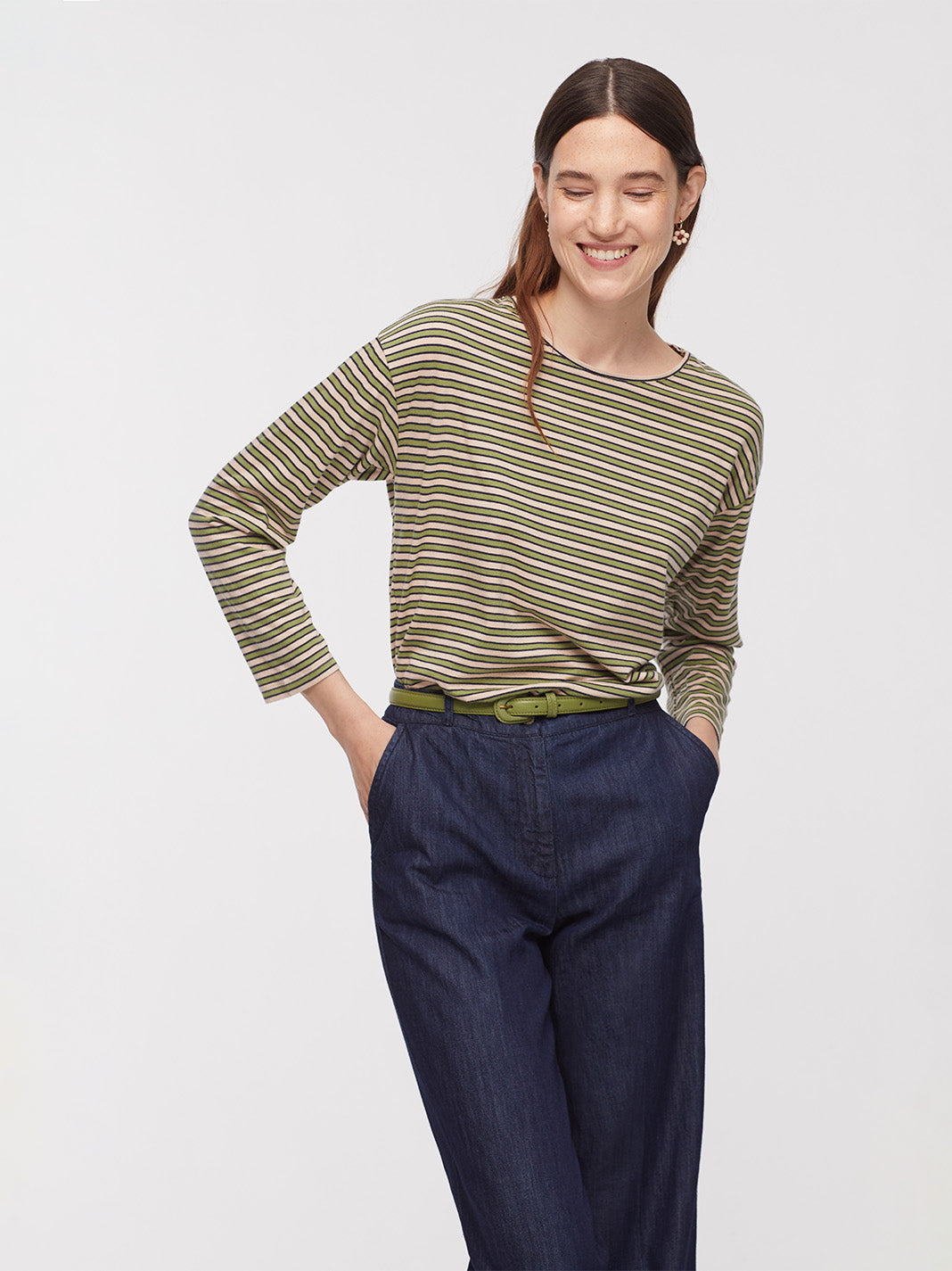 Nice Things Striped Bonnie Tee - Light Green