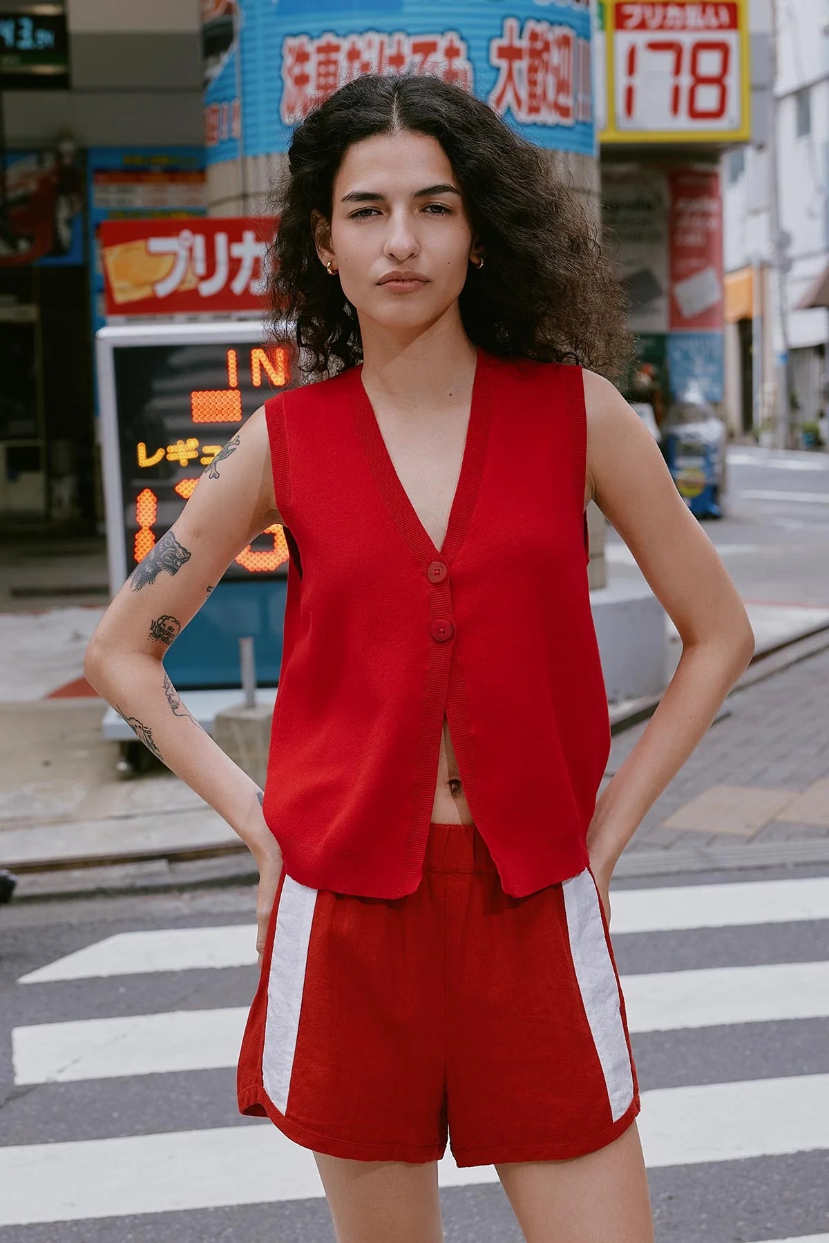 Goldie Knit Vest - Candy Red