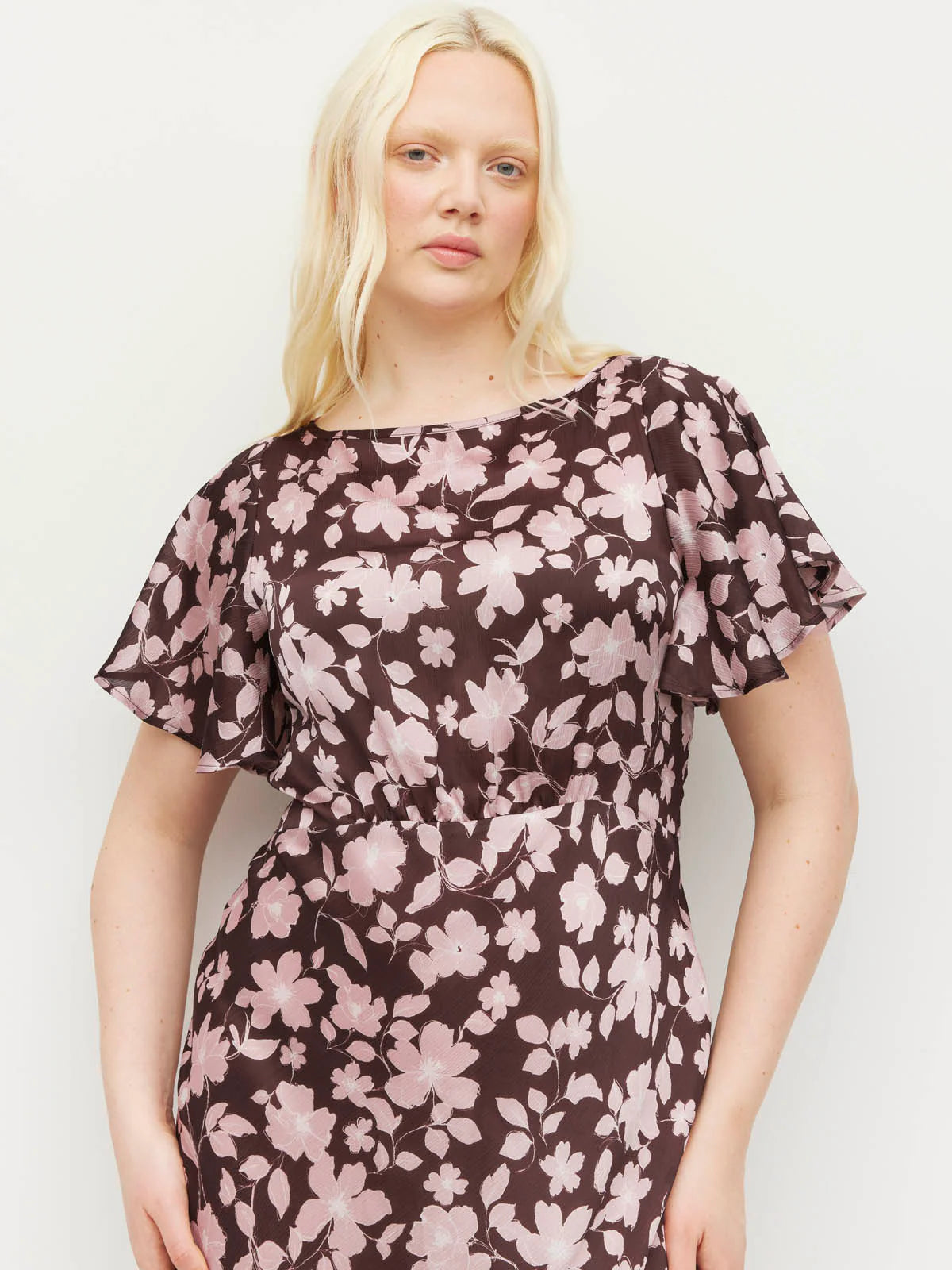 Camelia Dress (Dusk Blossom Plisse) - Rose Lustre