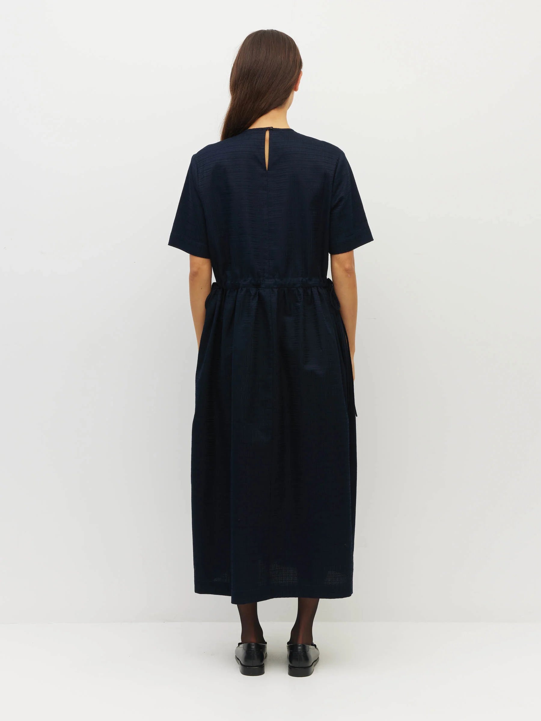 Dima Tunic (Textured Cotton) - Navy Linear