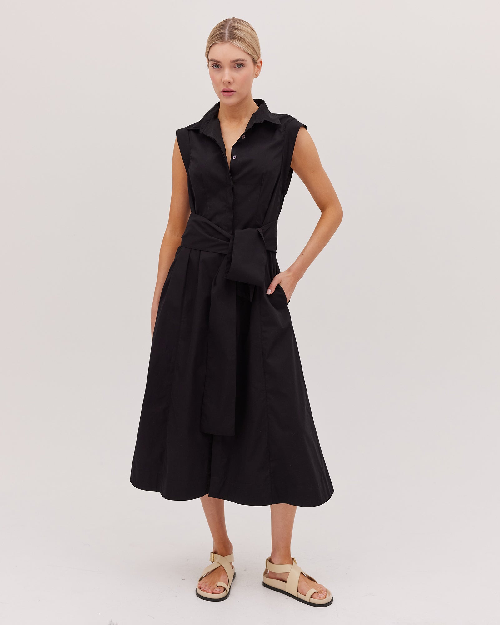 Cloth & Co The Tailored Sleeveless Dress - Black