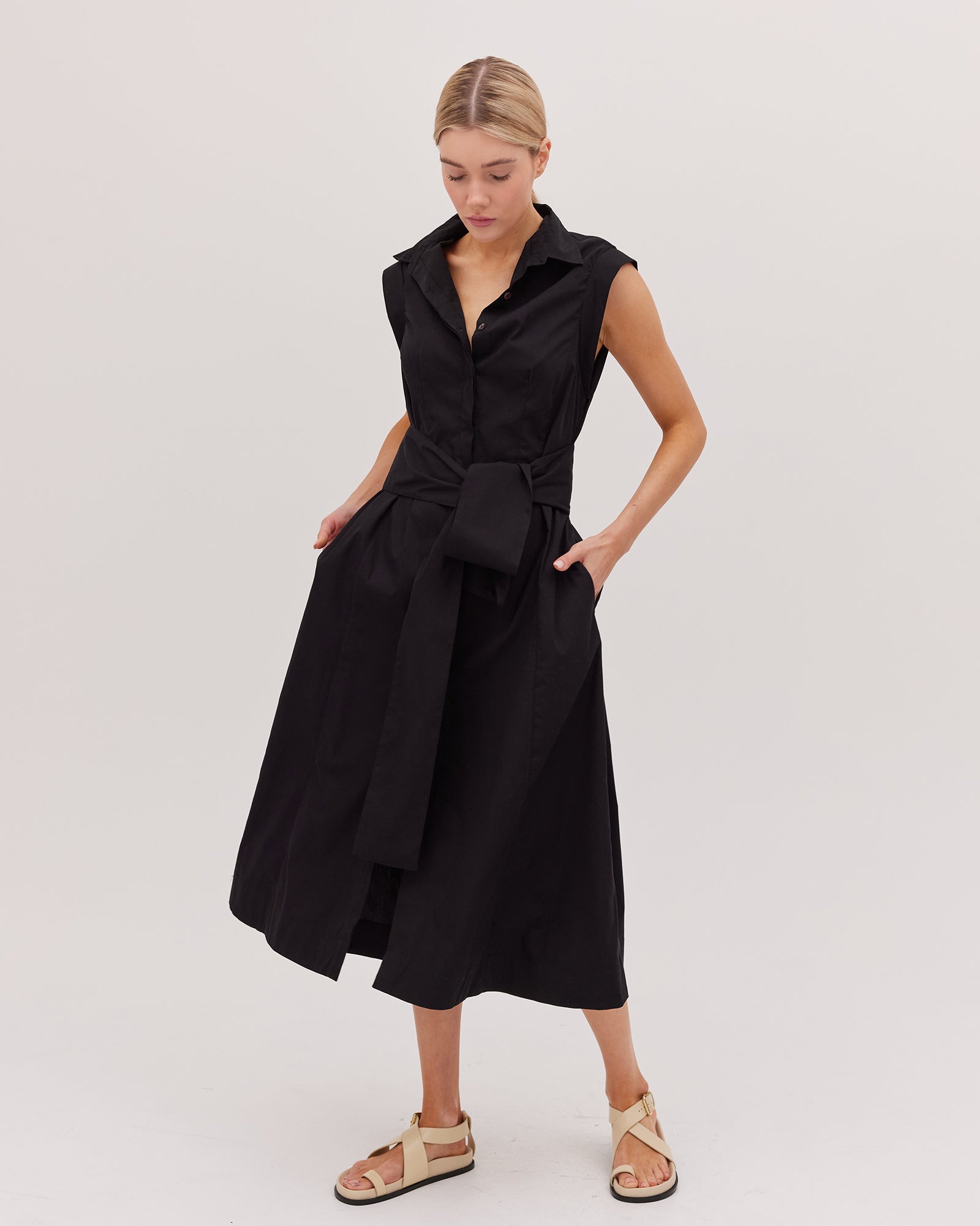 Cloth & Co The Tailored Sleeveless Dress - Black