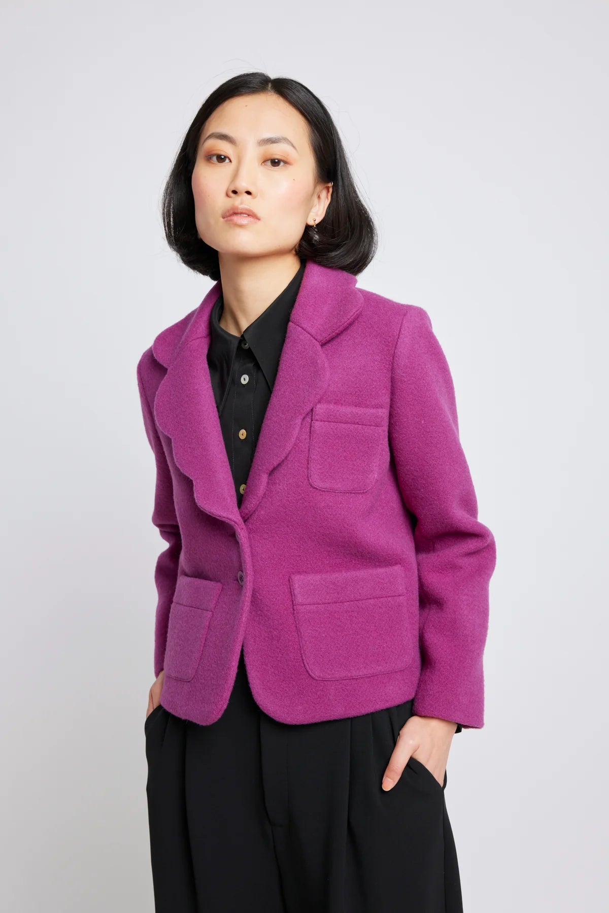 Twenty Seven Names Purple Scalloped Blazer