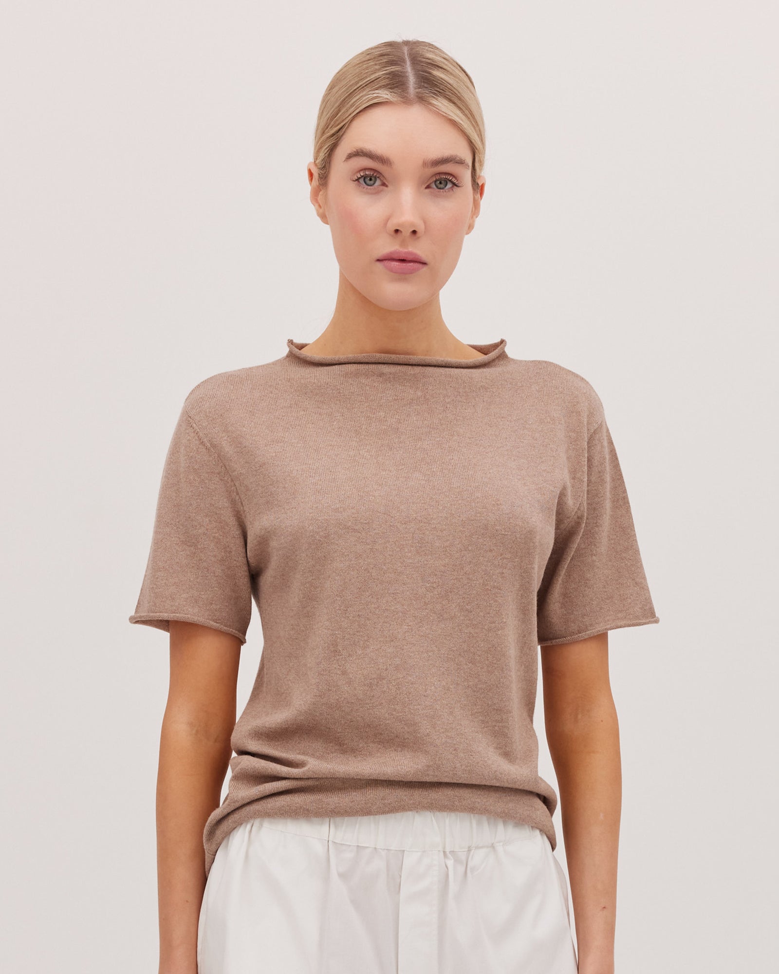 Cloth & Co The Funnel Neck Tee - Walnut