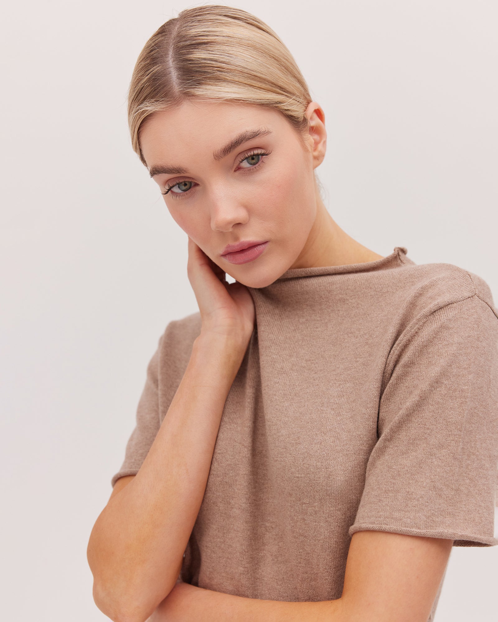 Cloth & Co The Funnel Neck Tee - Walnut