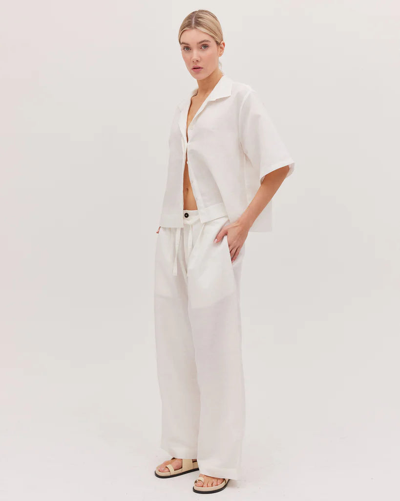 Cloth & Co The Drawstring Tailored Pant - White