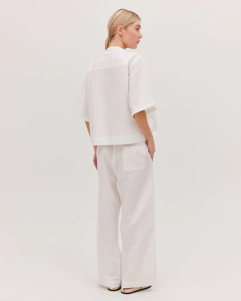 Cloth & Co The Drawstring Tailored Pant - White