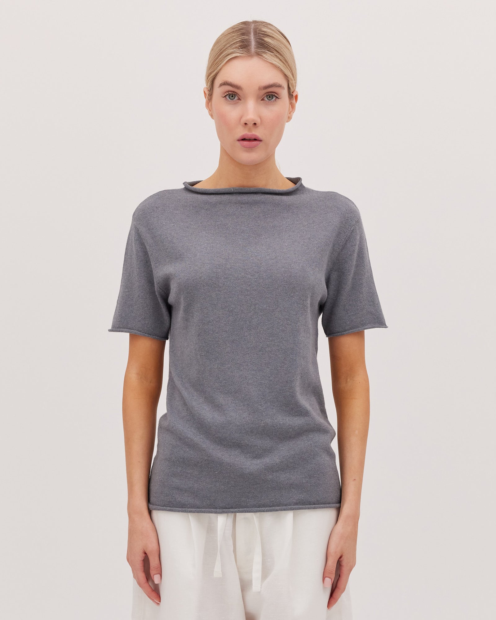 Cloth & Co The Funnel Neck Tee - Slate