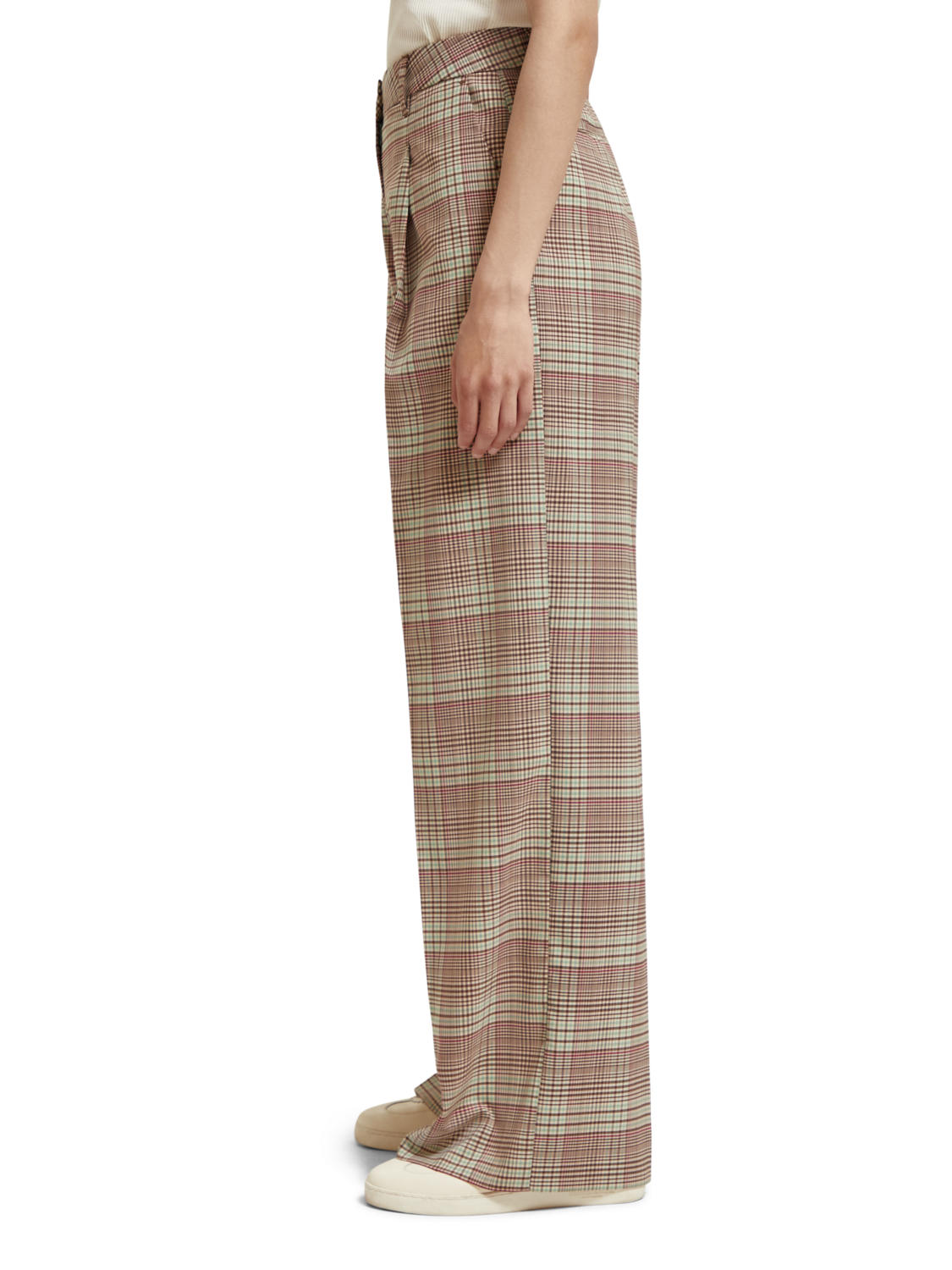 Scotch & Soda Pleated High Rise Wide Leg Pant - Prince of Wales Check