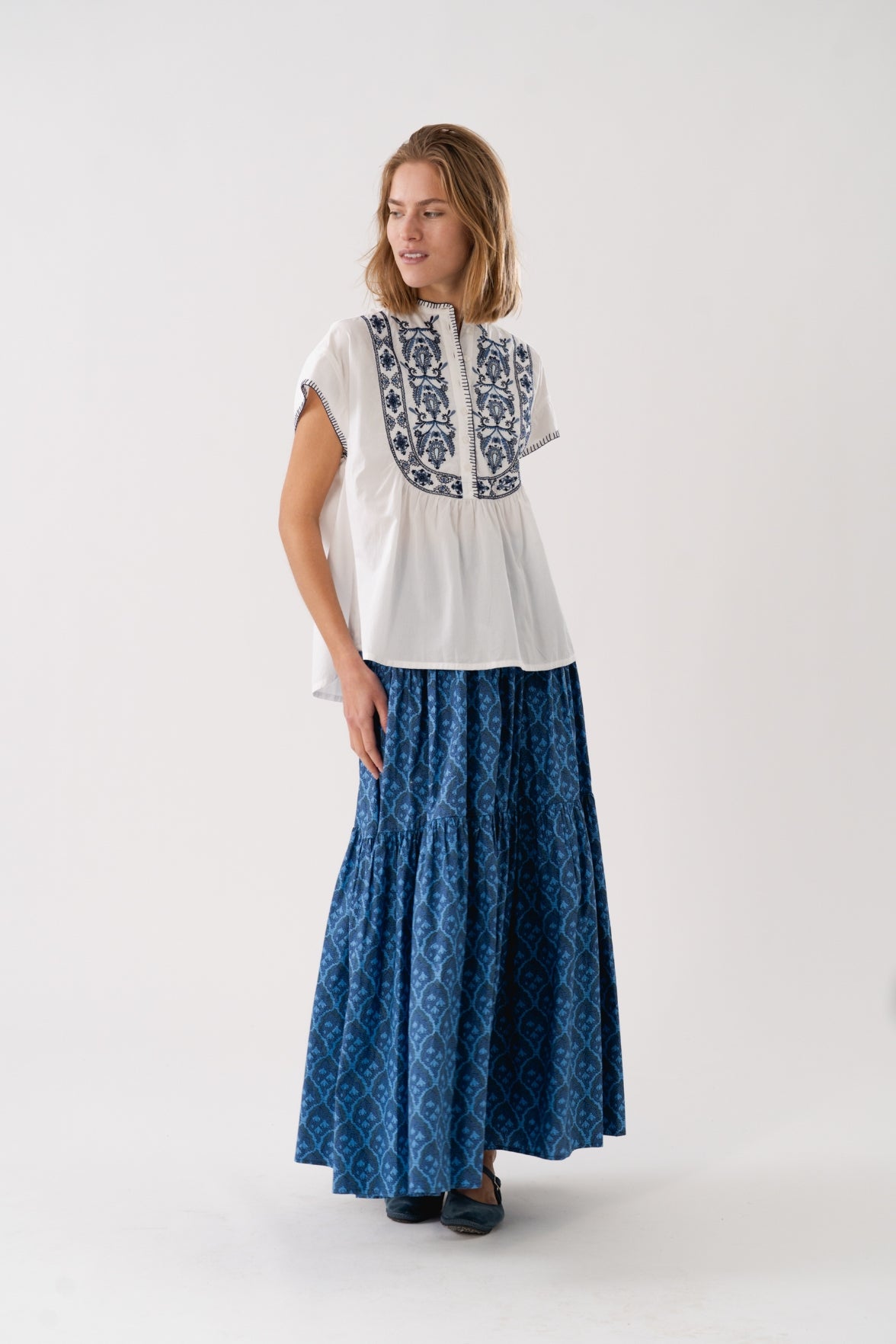 Lollys Laundry Sunset Maxi Skirt - Blue