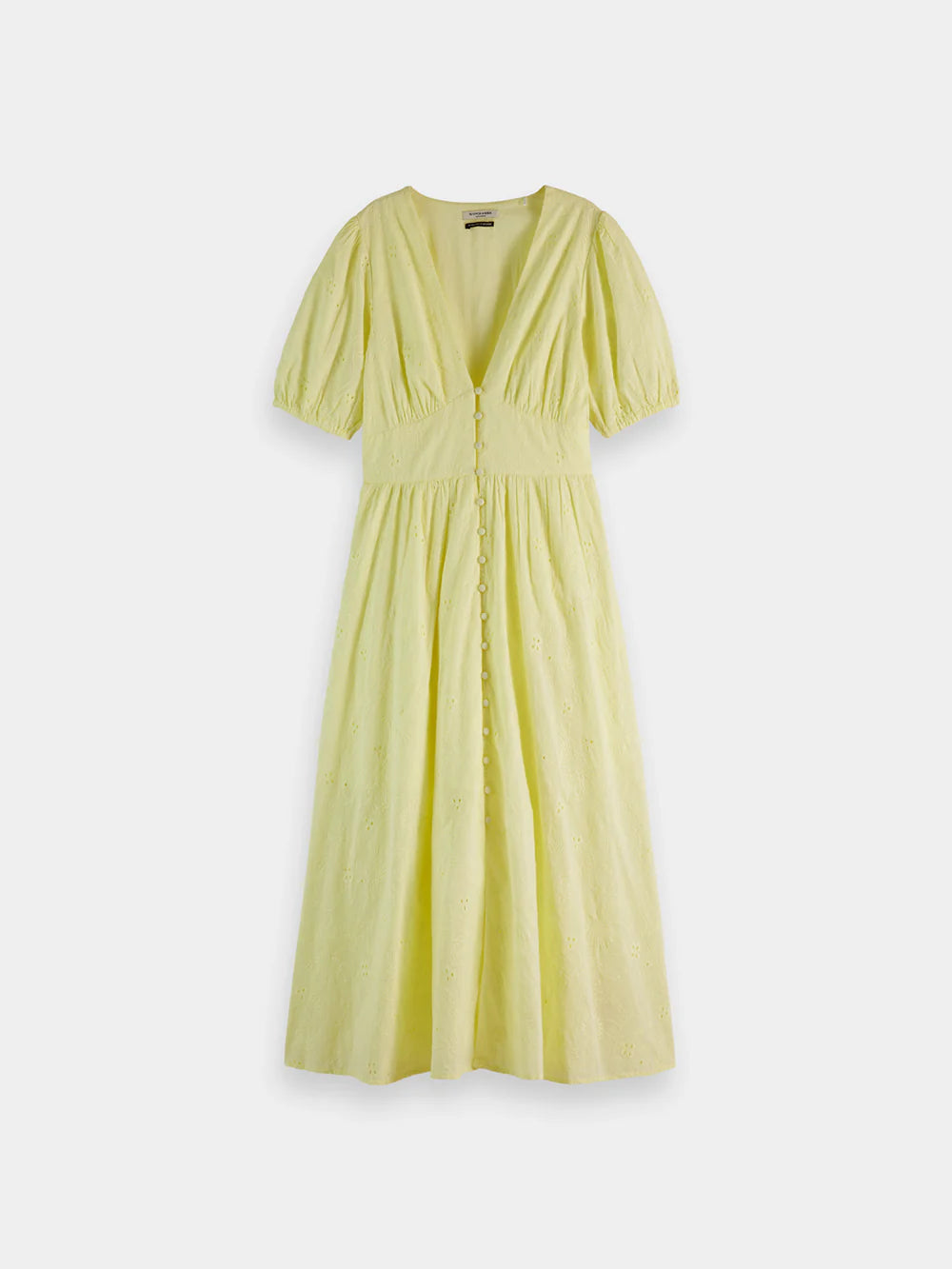 Scotch & Soda Broderie Anglaise Midi Dress - Yellow