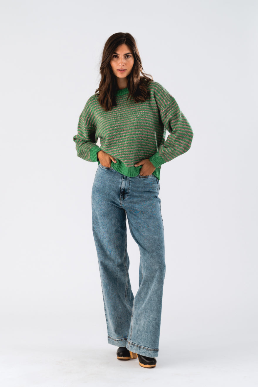 Lollys Laundry Terry Knit Jumper - Green