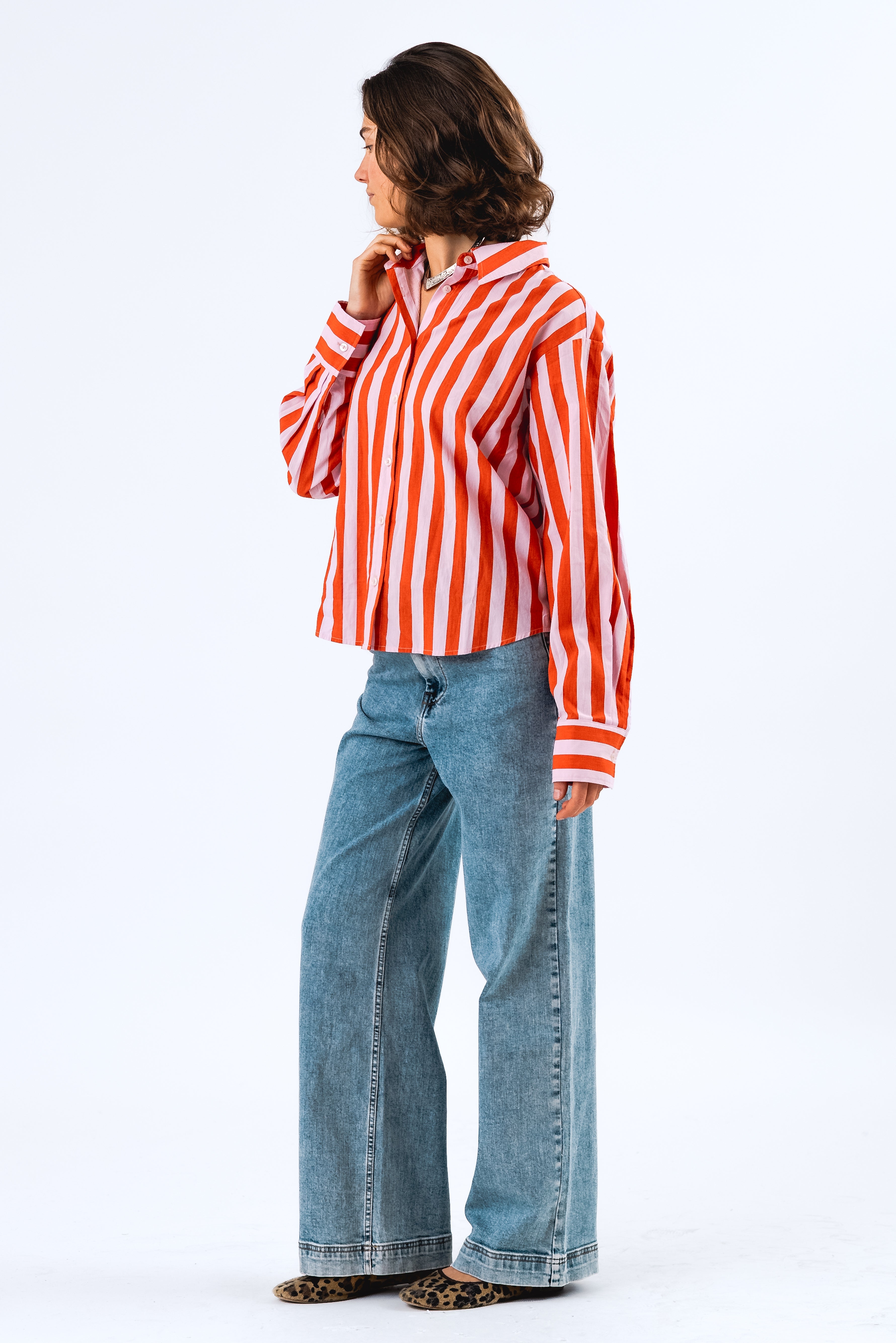 Lollys Laundry Bleeker Shirt - Pink/Red Stripe