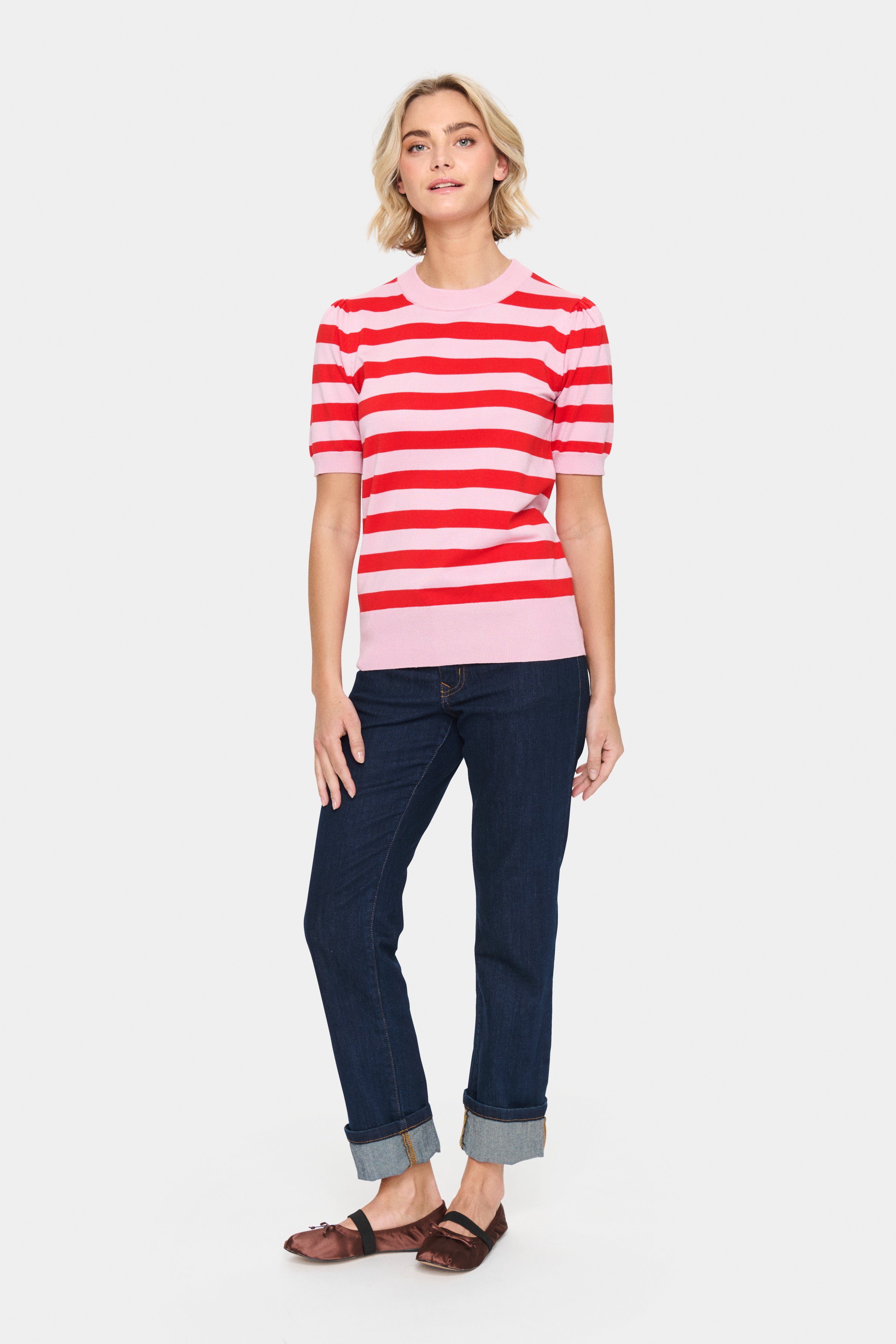 Mila Top – Pink & Red Stripe